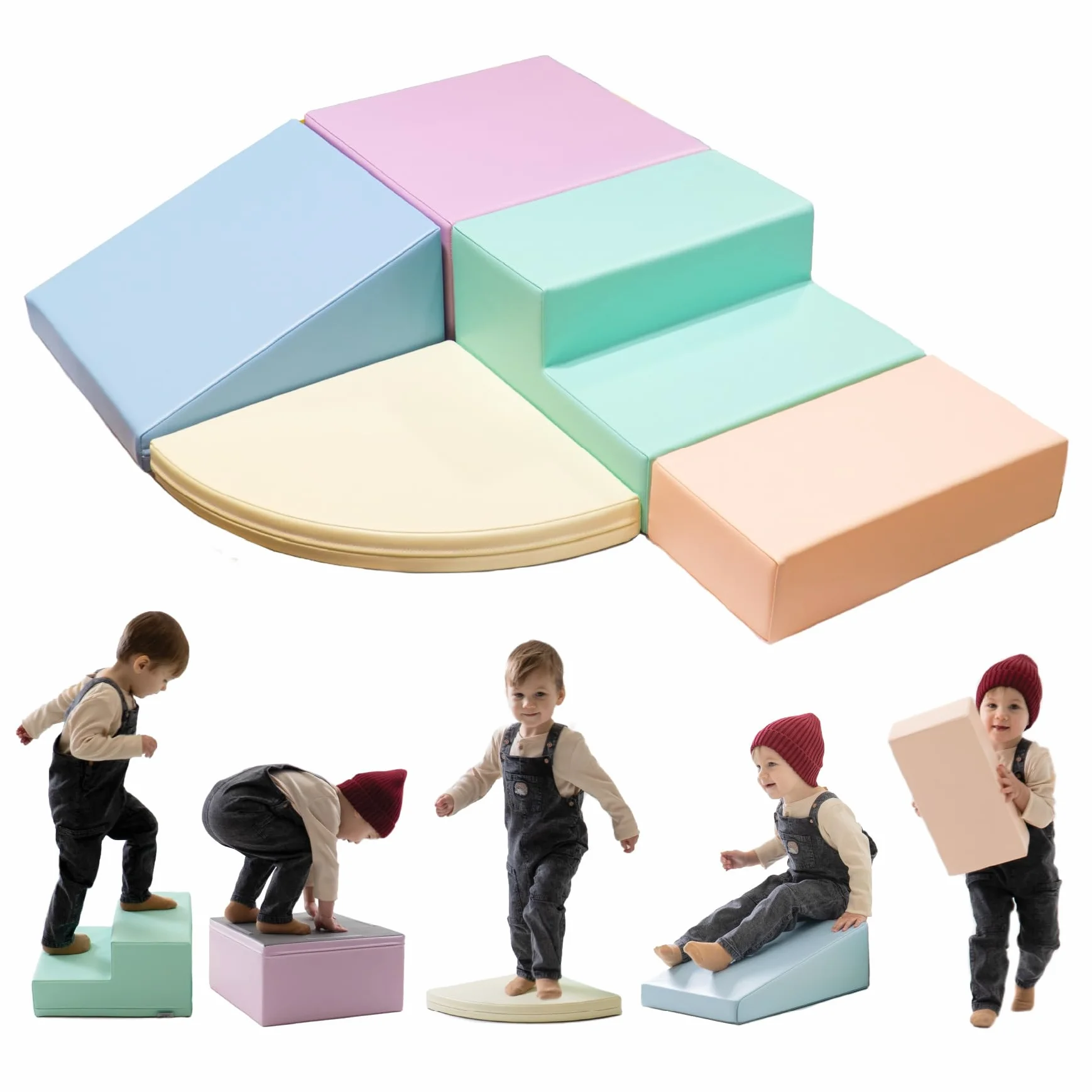 IGLU Soft Play - Miękkie Klocki Piankowe Do Zabawy I Wspinania Się - Idealne Do Raczkowania Ślizgania Budynek Się I Innych Aktywności Fizycznych Dla Małych I Większych Dzieci- 5 kształtów XL