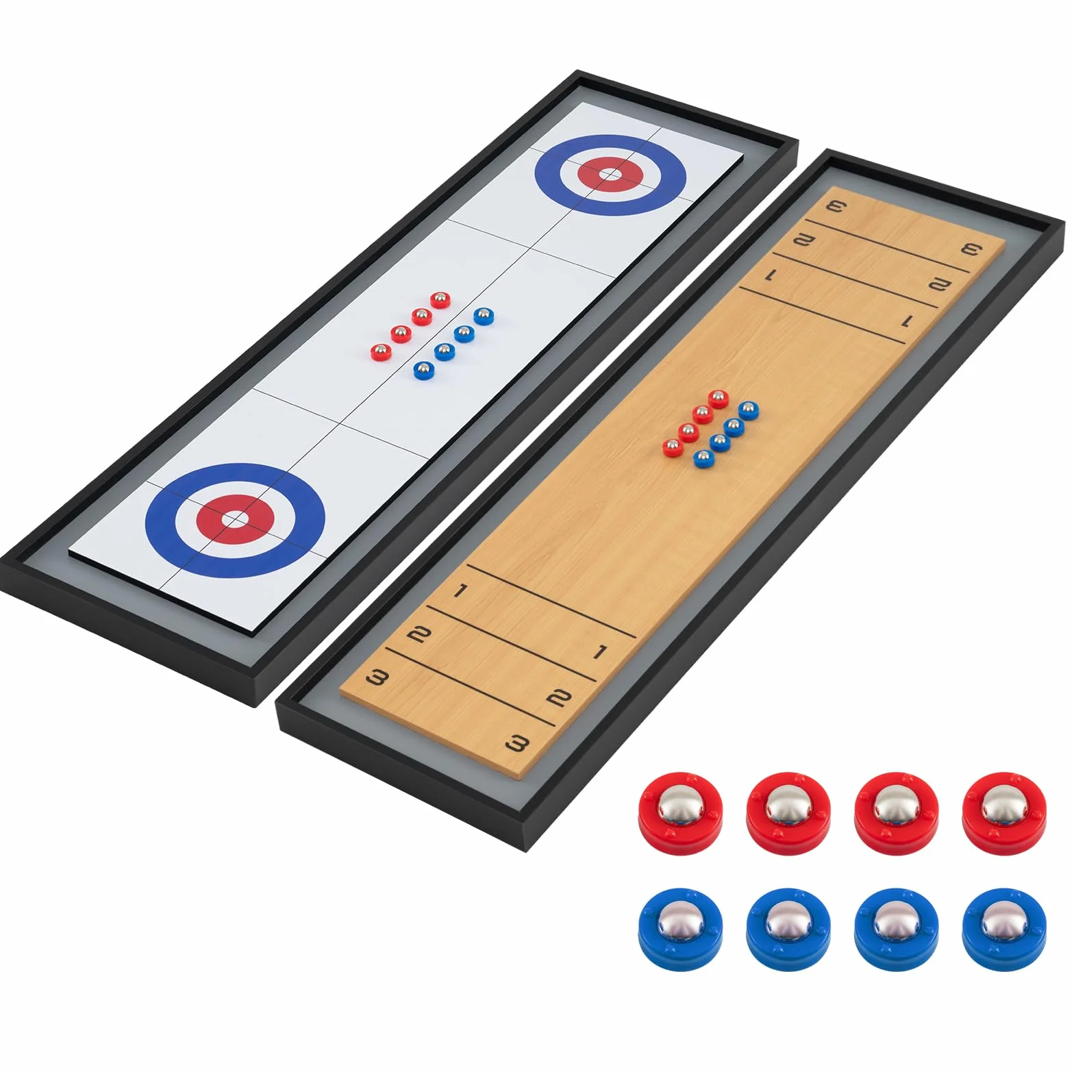 COSTWAY Shuffleboard & Curling Gra Planszowa 114x32 cm Drewniana Przenośna