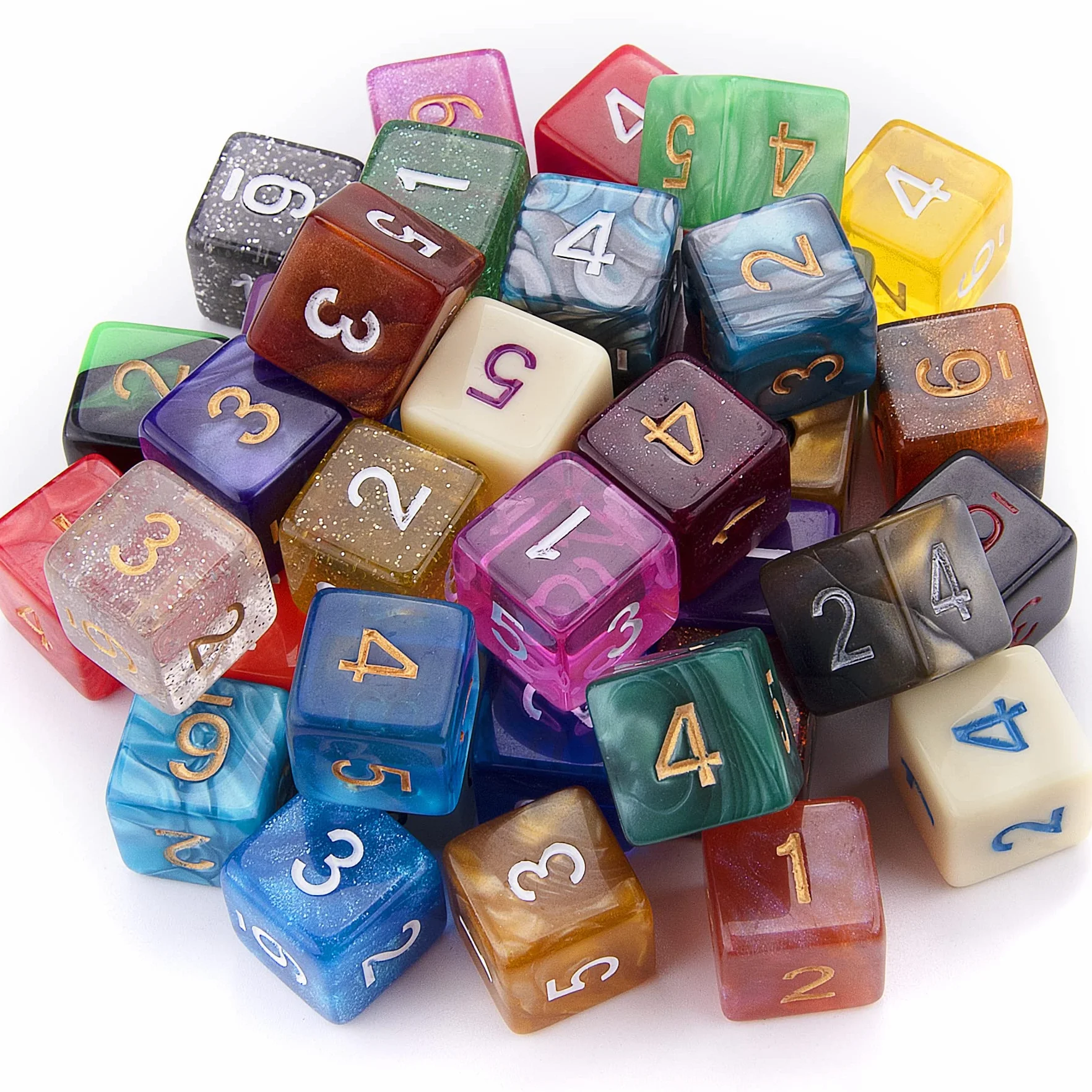 SIQUK Zestaw 42 kolorowych kości 6-stronnych do DND, MPG, MTG, Dungeons & Dragons