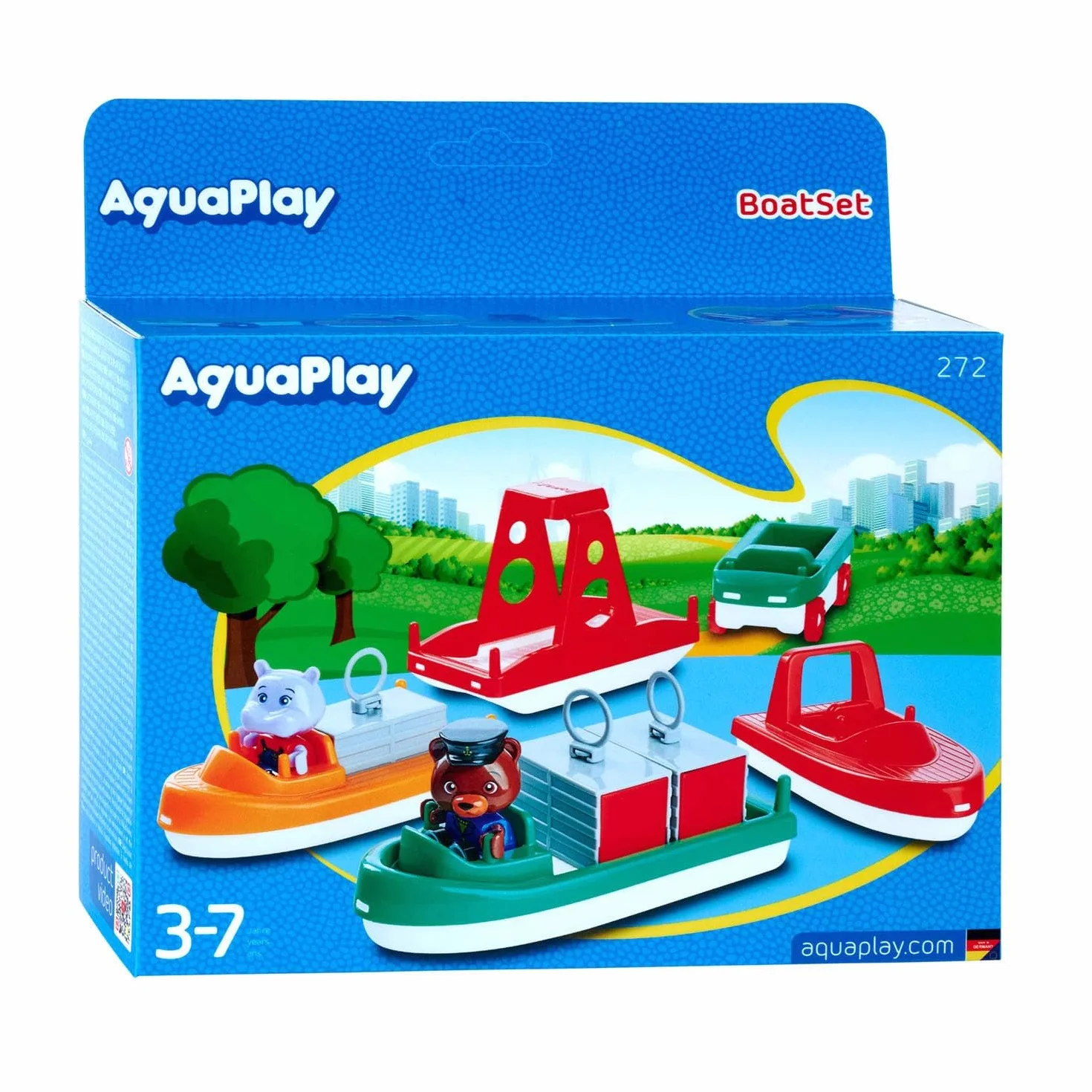 AquaPlay - BoatSet - akcesoria do wodociągów AquaPlay lub do wanny, 4 łodzie, 1 Amphi-Lorry i BO i Wilma, dla dzieci od 3 lat 8700000272 kolorowy