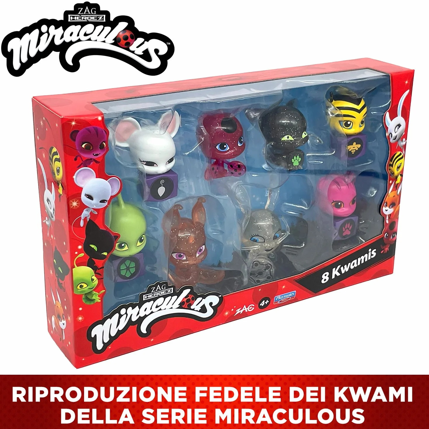 BANDAI Miraculous zestaw 8 figurek Kwamis kolekcja mini szkatulka zabawka od 4 lat