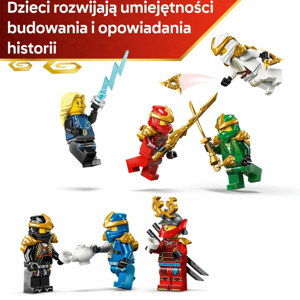 LEGO NINJAGO Ozdoba z postaciami ninja — 15-lecie, kolekcjonerski zestaw konstrukcyjny dla chłopców i dziewczynek, podstawka z ośmioma minifigurkami, pomysł na prezent urodzinowy dla 14-latka 71866