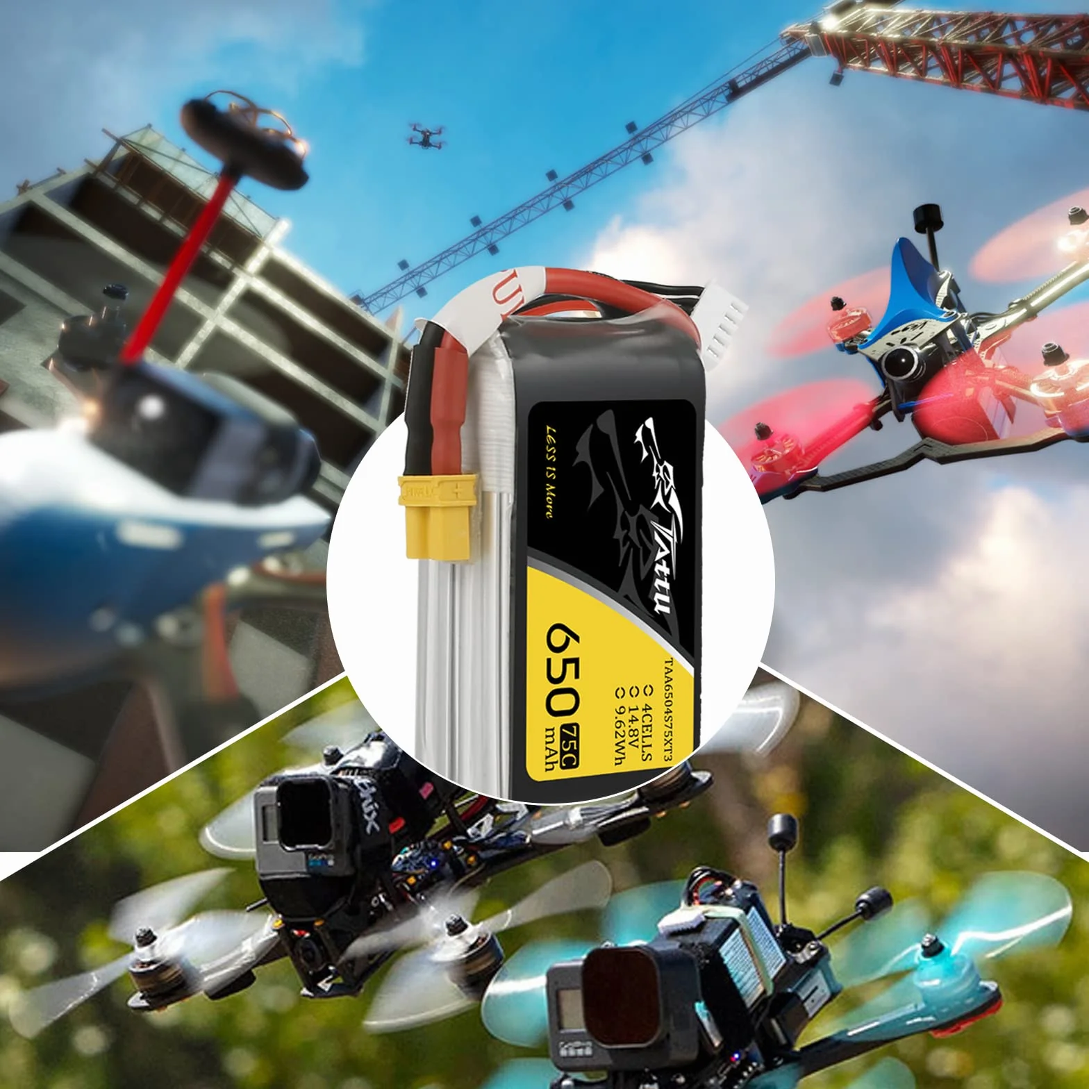 TATTU 4S lipo 650 mAh 4S1P 75C 14.8V Lipo Pack akumulator z wtyczką XT30 do drona UAV RC Quadrocopter Multirotor FPV 150 rozmiar