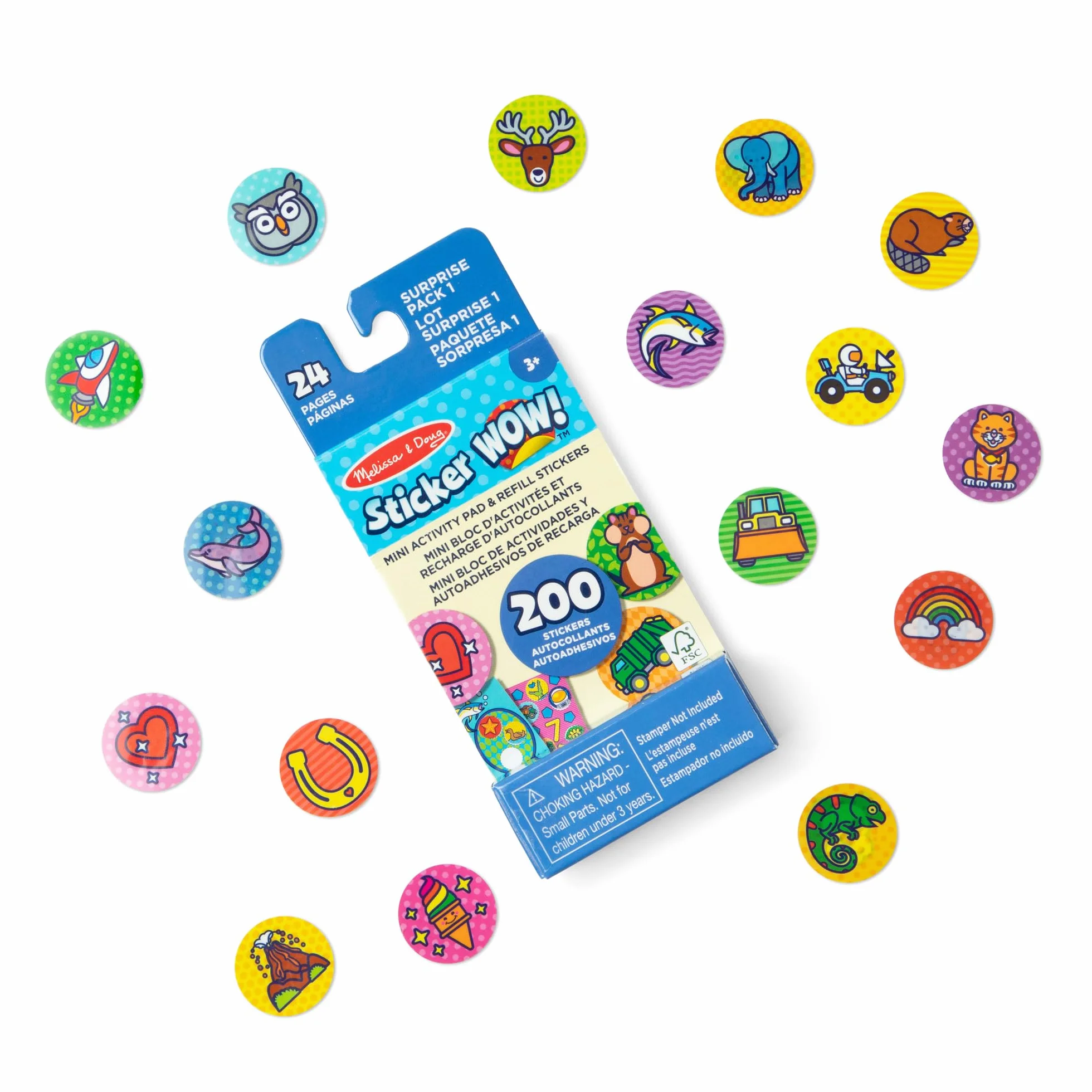 Melissa & Doug Sticker Wow! Mini Blok Aktywności i 200 Naklejek do Uzupełniania - Zabawka do Majsterkowania i Kolekcjonowania z Różnymi Naklejkami Niespodziankami