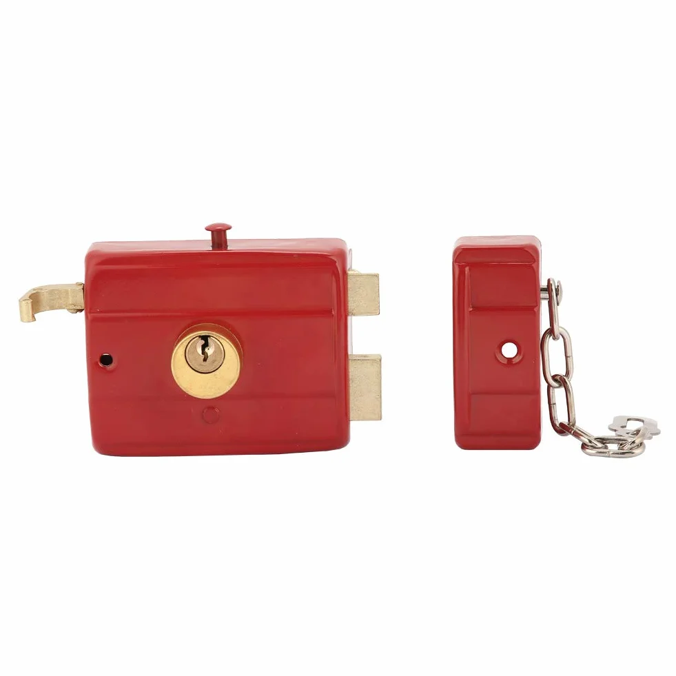Dead Lock Dead Bolt Lock Red Metal Heavy Duty Blokada Bezpieczeństwa Dead Bolt Lock z Kluczami do Drzwi Przednich Red