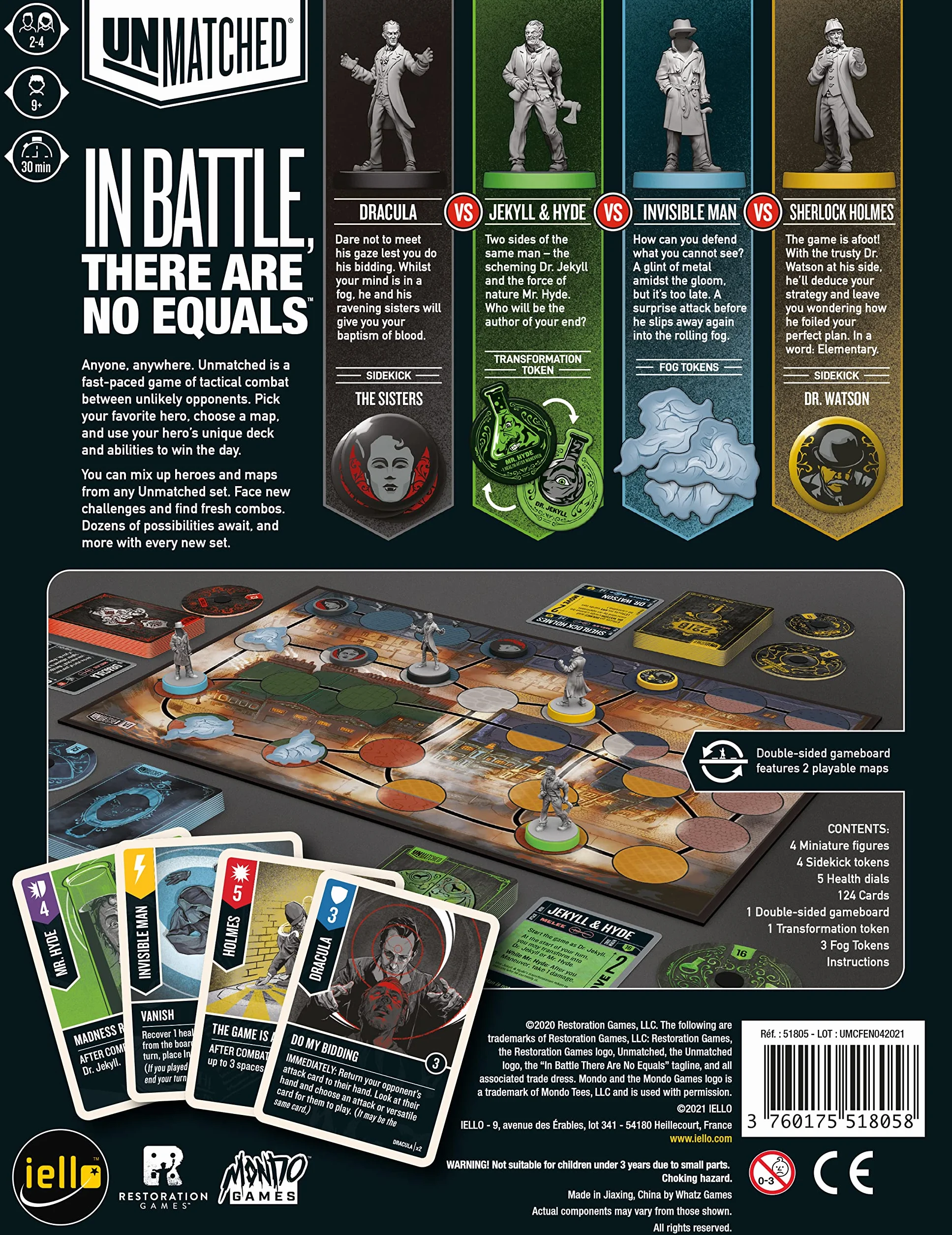 Iello , Unmatched - Cobble & Fog , Card Game , Ages 9+ , 2 to 4 Players , 30 mins Minutes Playing Time