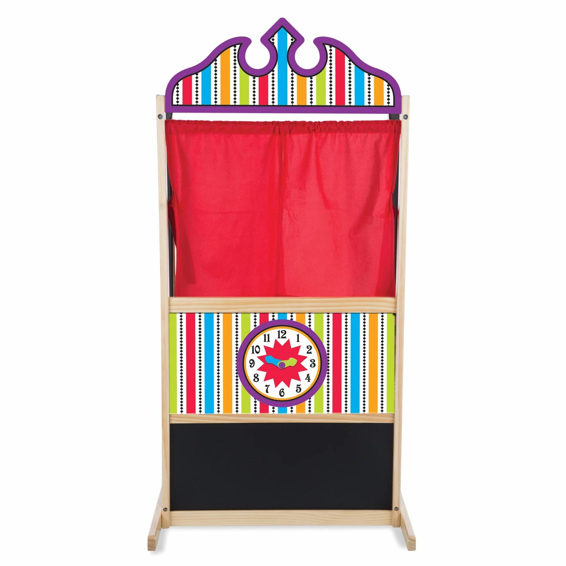 Melissa & Doug – luksusowy teatrzyk lalek (wytrzymała, niechybotliwa podstawa, pluszowe zasłony, wymiary: wys. 132,08 cm × szer. 45,72 cm × dł. 62,865 cm)
