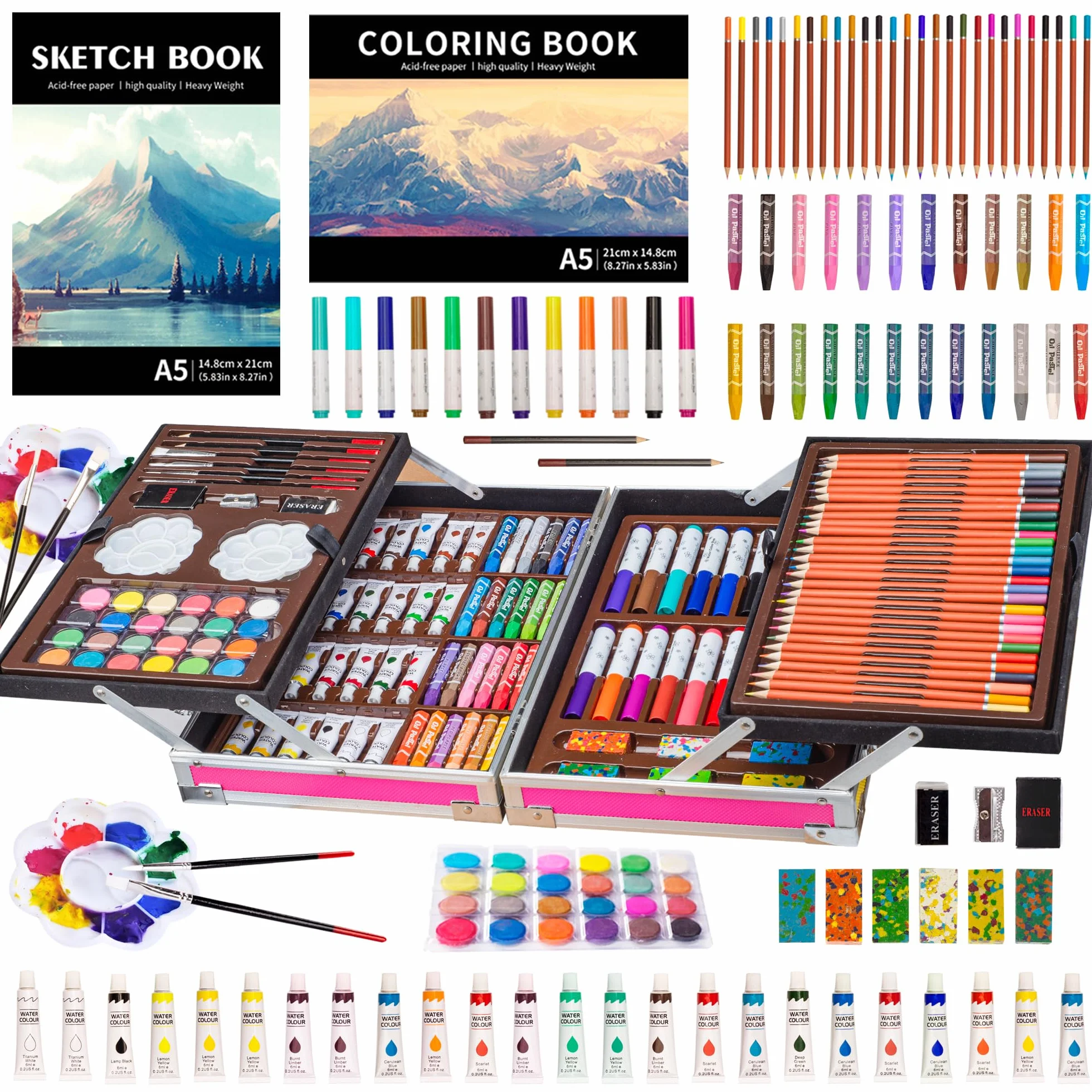 KINSPORY 139 PCS Zestaw artystyczny dla dzieci, Deluxe Pudełko do malowania