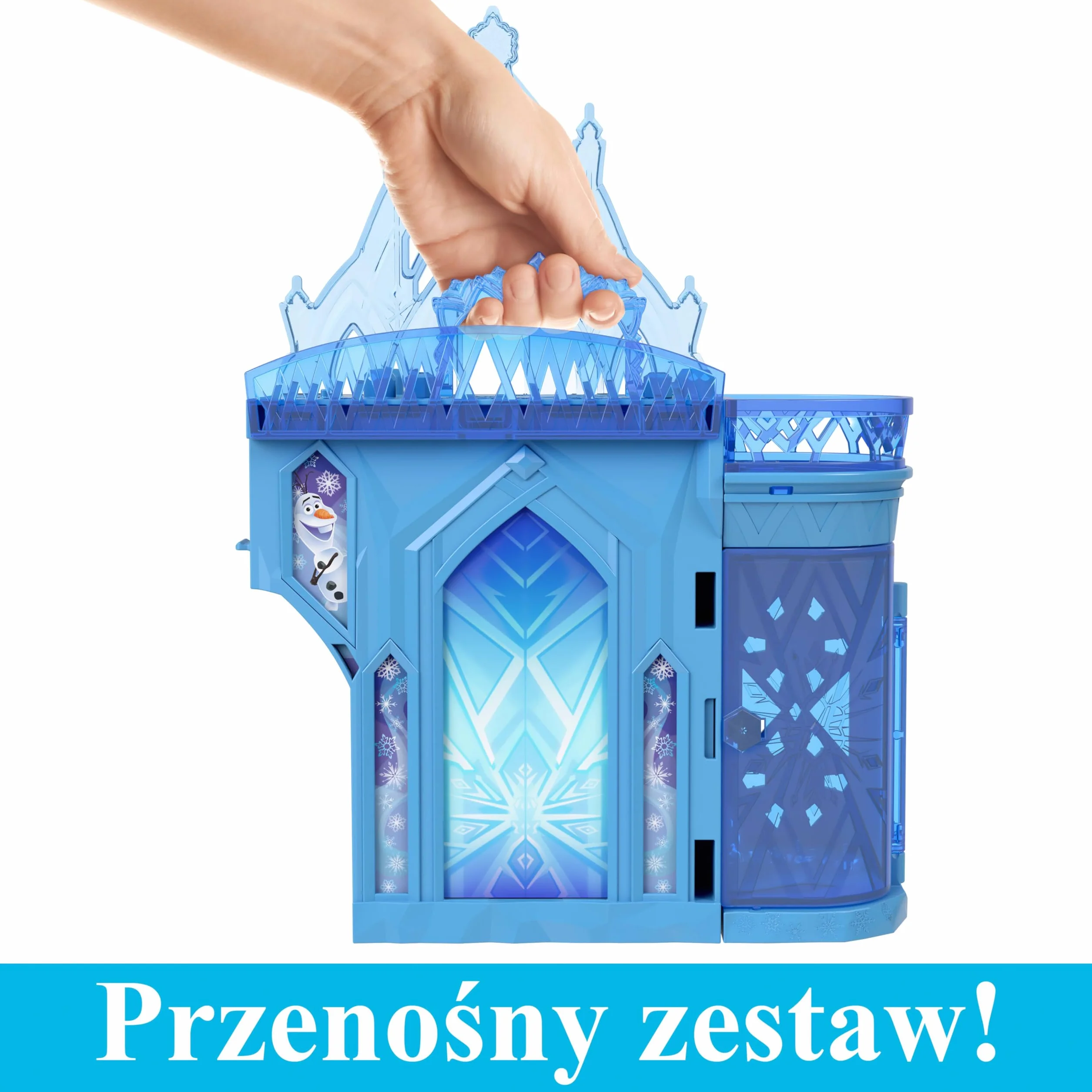 Disney Frozen Zamek Elsy + Mała lalka Zestaw pałacyk domek dla lalek, mała lalka Elsa, figurka Olaf i akcesoria, inspirowany filmami Disneya „Kraina lodu”, prezent i zabawka dla dzieci, JDP63