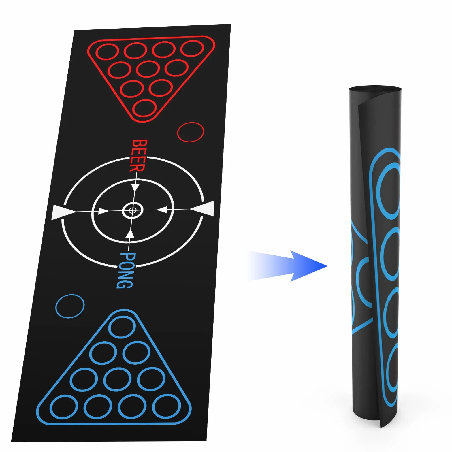 Faburo Mata do Beer Pong 180 x 61 cm Zestaw z 22 Kubkami i 6 Piłkami