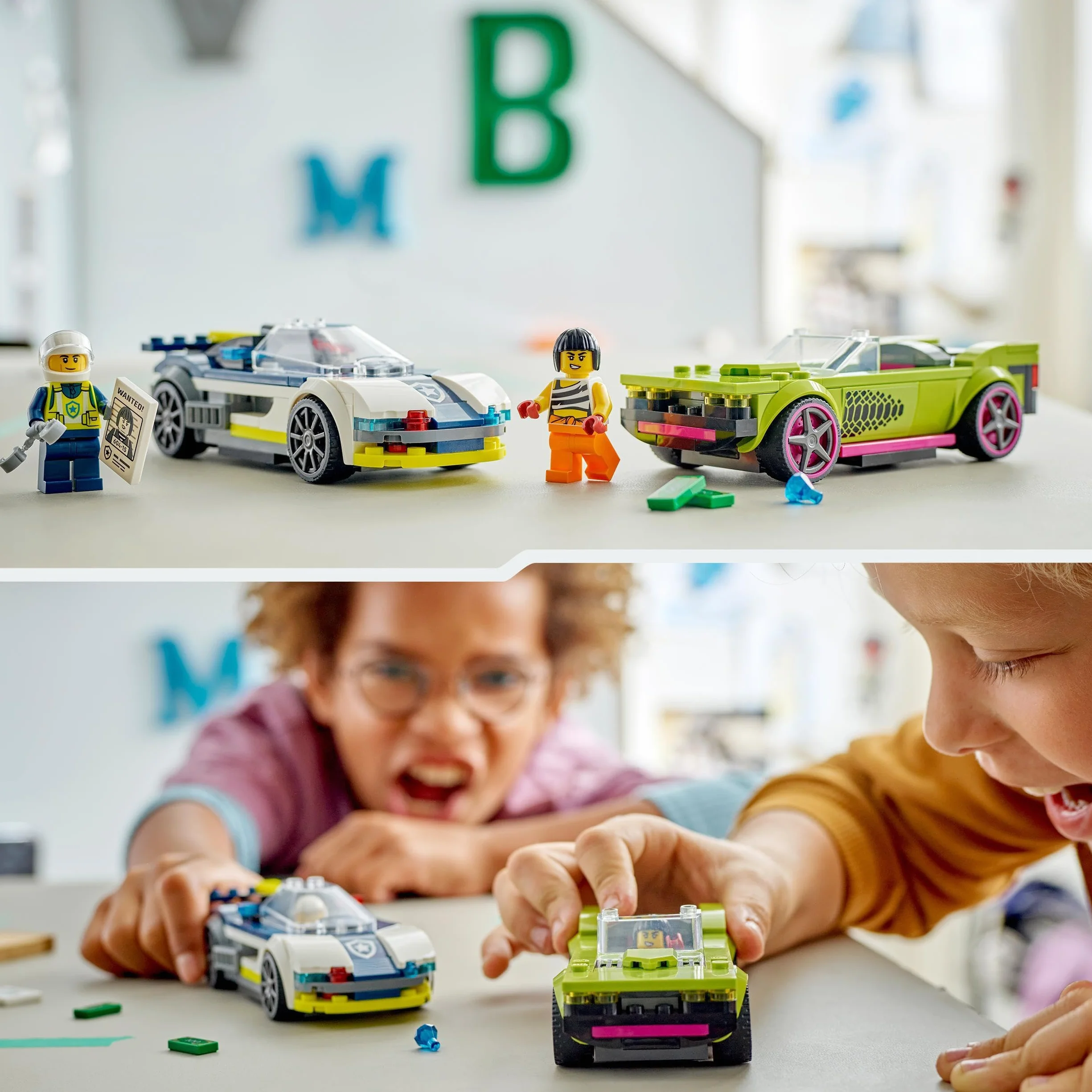 LEGO City Pościg radiowozu za muscle carem 60415 Zabawka do Zbudowania dla 6-latka z Minifigurkami