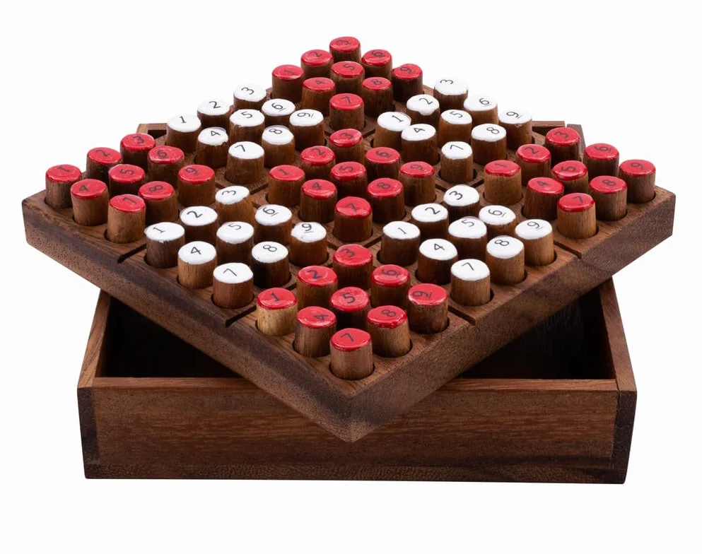 Engelhart – 350230 – Drewniane Sudoku w pudełku – łamigłówka matematyczna – gra logiczna – 1 gracz – 14 x 14 cm