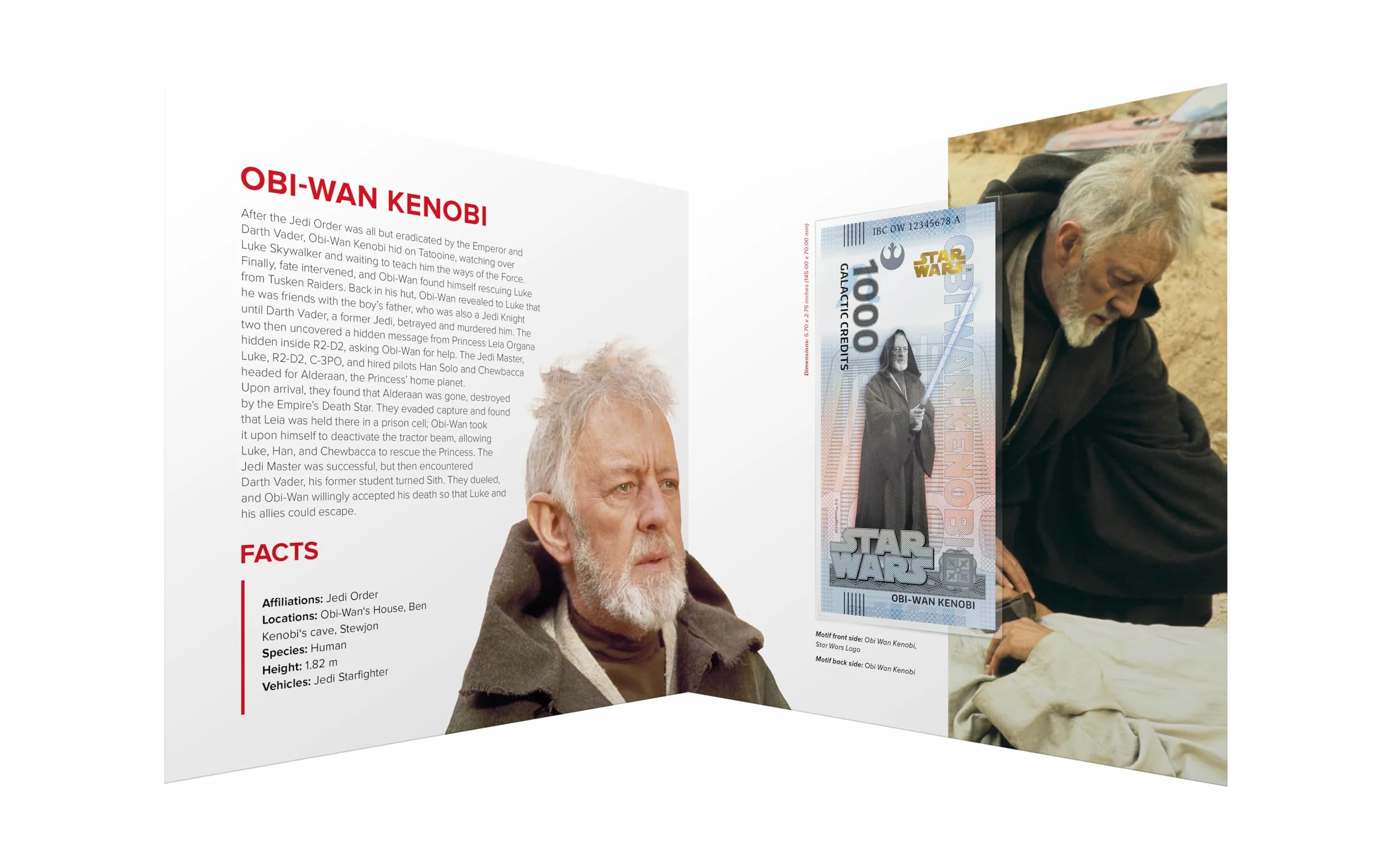 Gwiezdne Wojny Trylogia Bilet Oryginalny OBI WAN Kenobi ze złotym hologramem