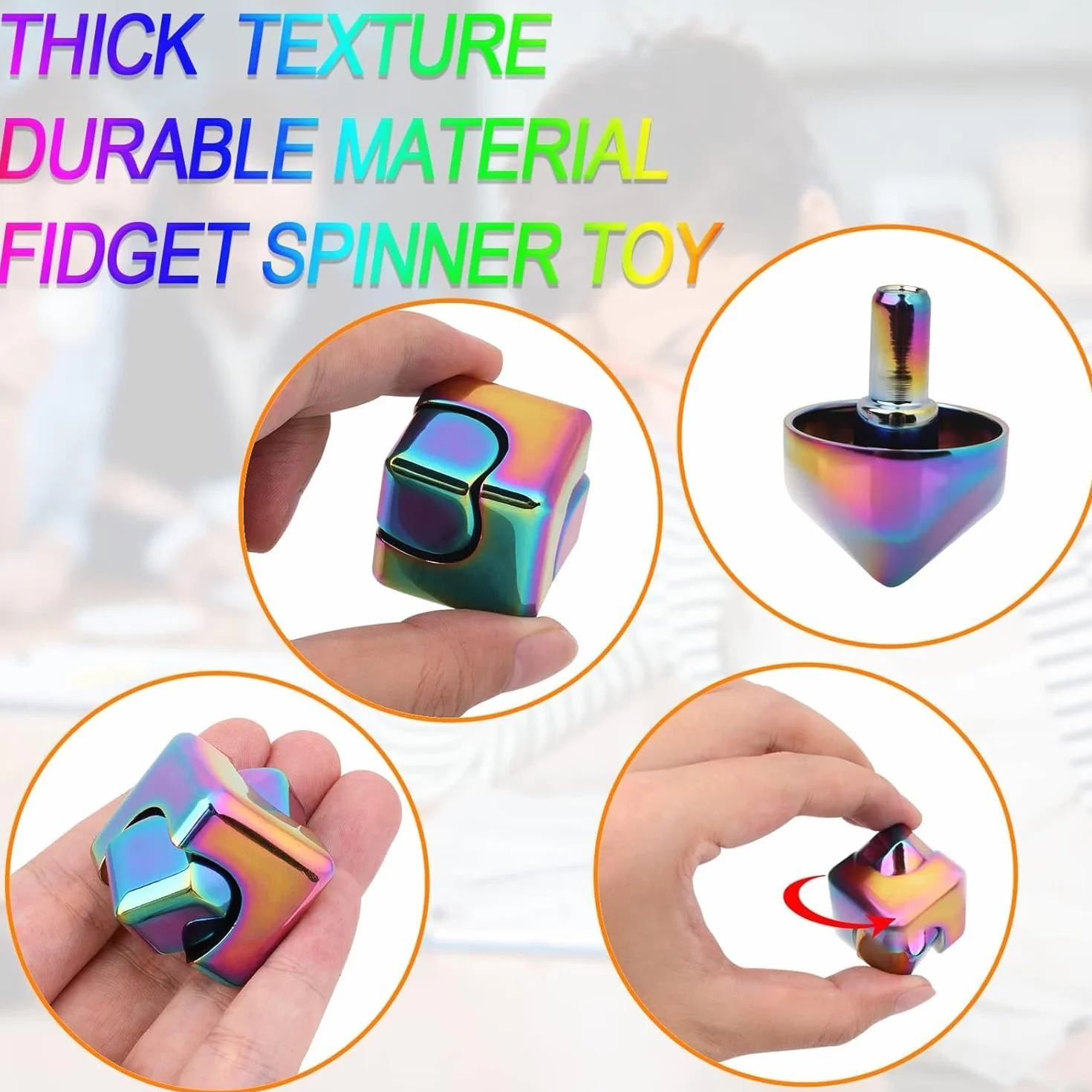Fdget Spinner, zabawka 2 w 1, z metalu, dla dzieci i dorosłych, redukuje stres (kolorowa)