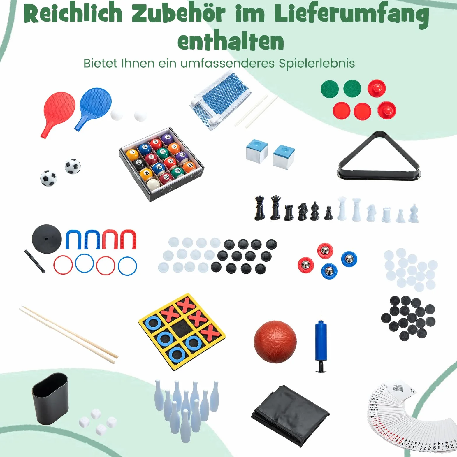 COSTWAY Zestaw stołowy 14 w 1, wielofunkcyjny, z piłkarzykami, hokejem, bilardem, tenisem stołowym, kręgielnim, shuffleboardem, szachami, kobietami i backgammonami, stół kombi dla dzieci i dorosłych