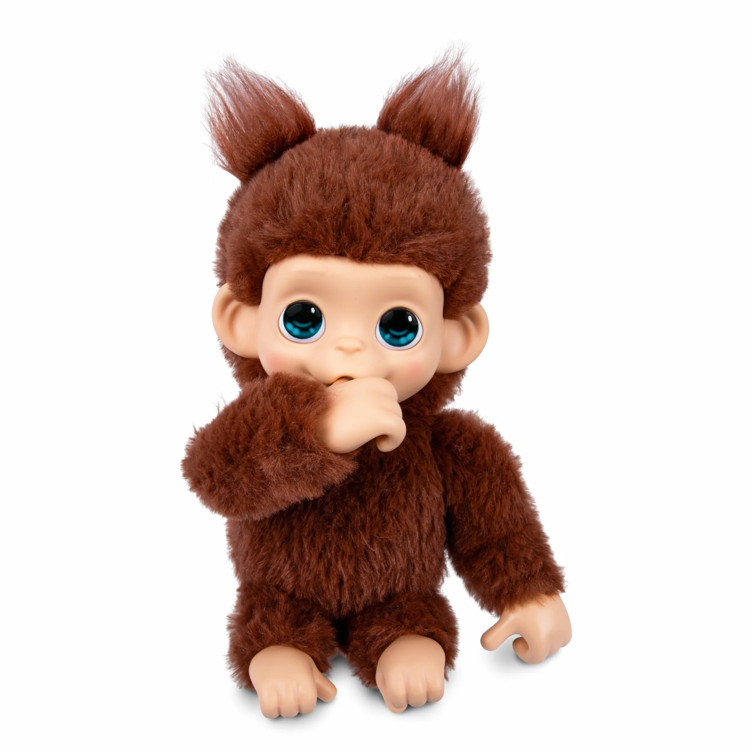 Little Live Pets Baby Monkey Minis – Chikki Cherry. Interaktywna zabawka dla zwierząt domowych. Ponad 20 dźwięków i reakcji. Miękkie brązowe futro. 18,8 cm wysokości. Super realistyczny. Karmić