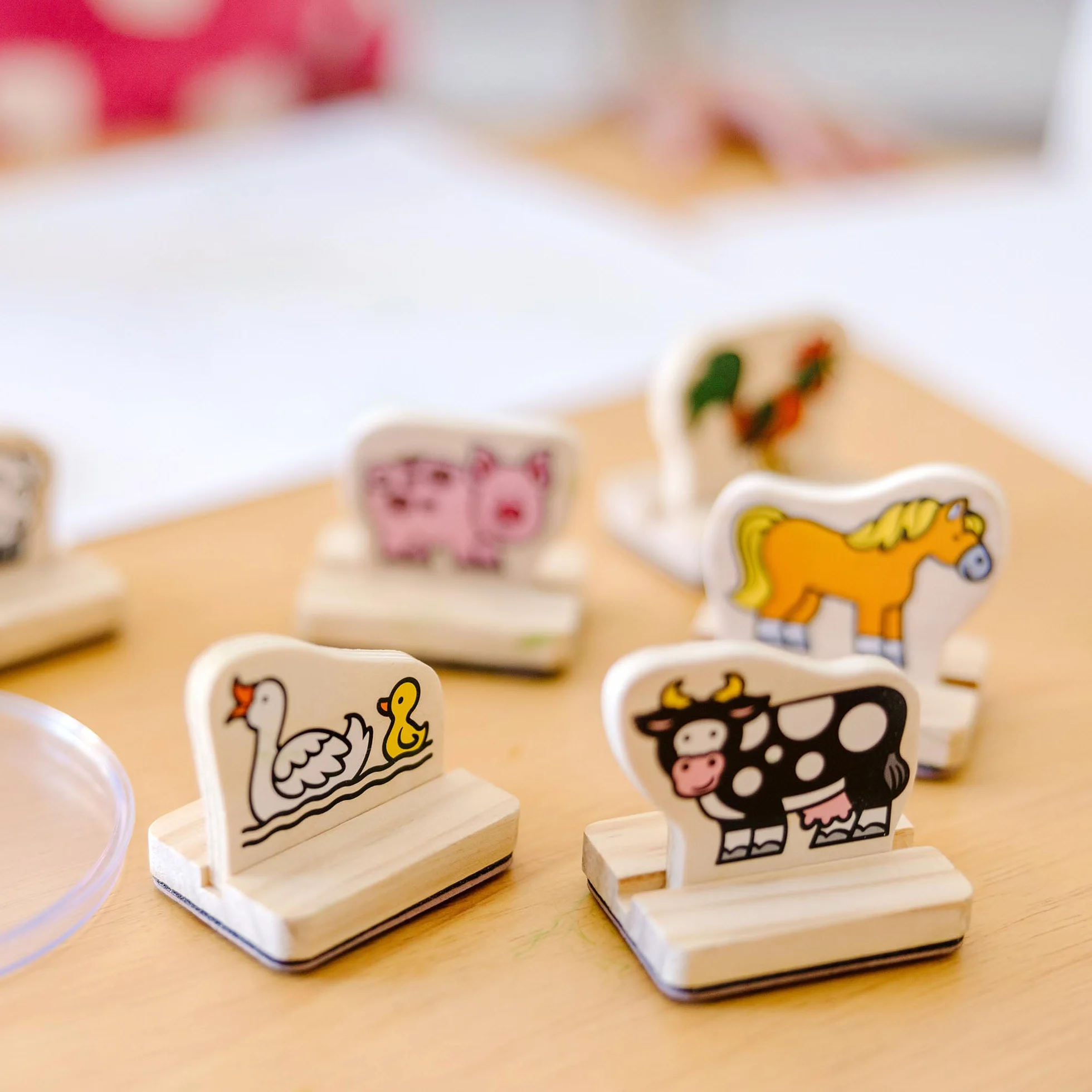 Melissa & Doug My First Wooden Stamp Set Farm Animals Drewnianych Pieczątek 8 sztuk Wielokolorowy