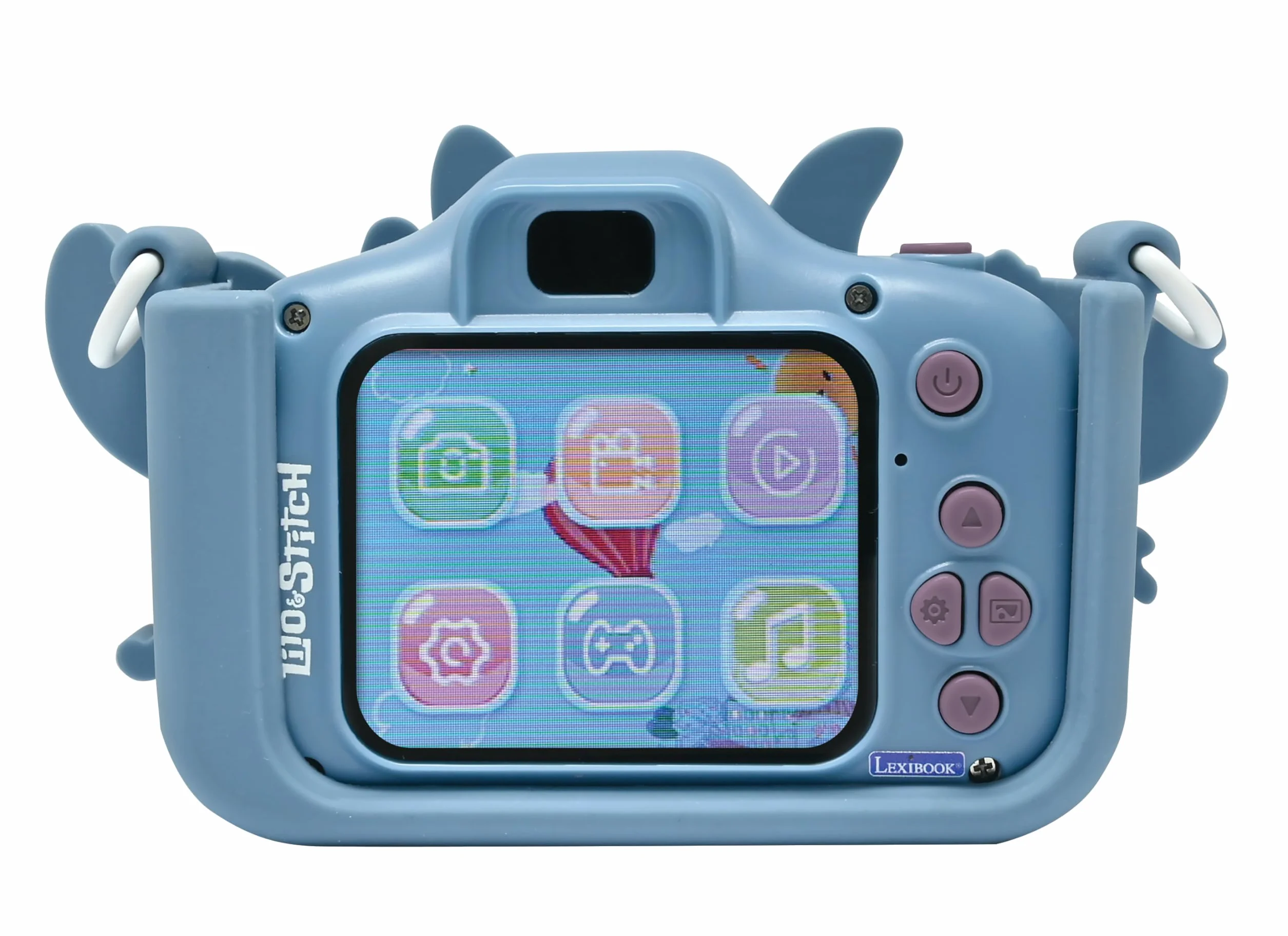 Lexibook, Disney Stitch, 4-W-1 Aparat dla Dzieci z Ochroną, Funkcje Zdjęć, Wideo, Mp3 i Gier, 15 Ramki do Personalizacji Twoich Zdjęć, Karta Pamięci 8 GB w Zestawie, DJ078D