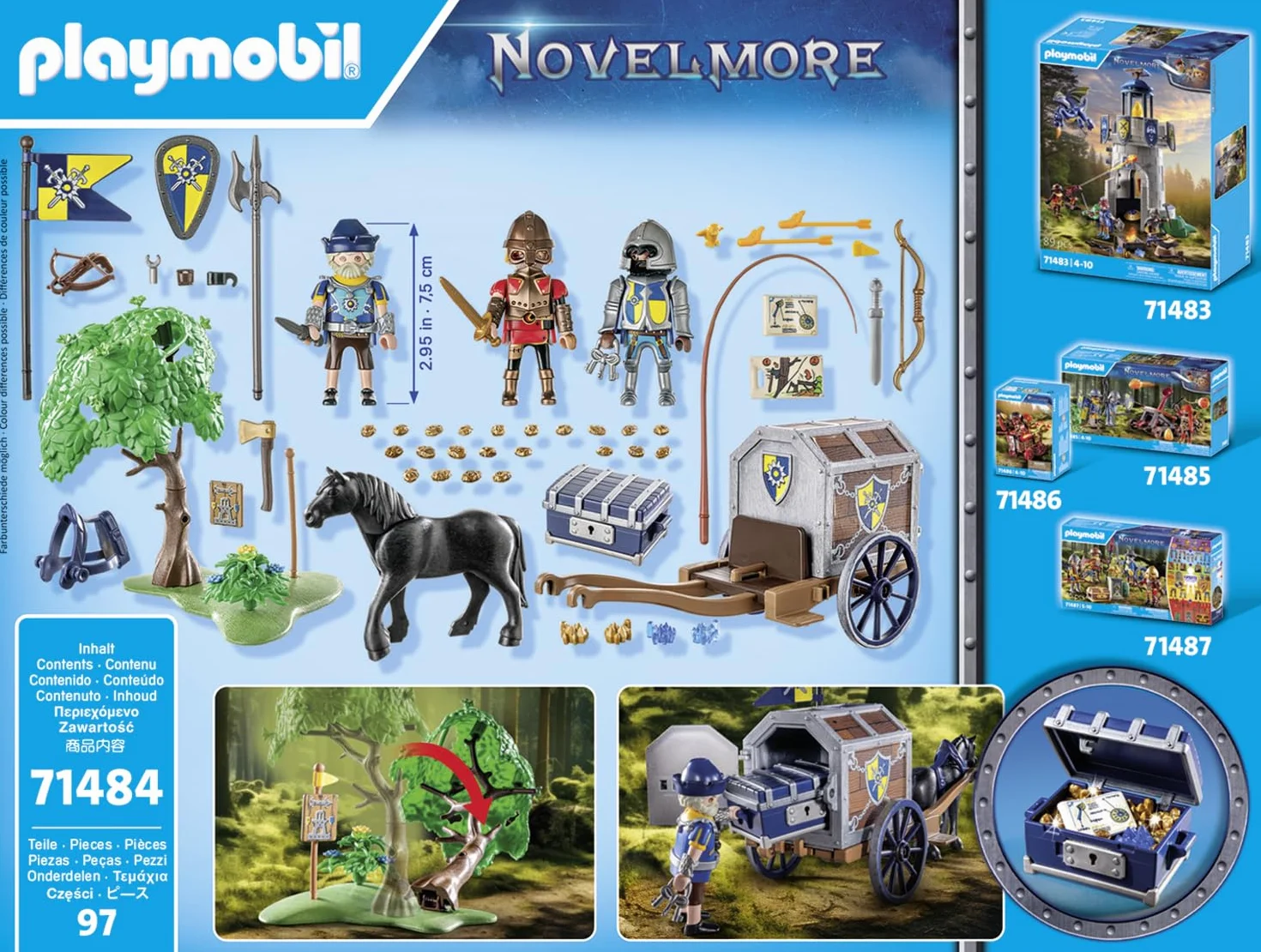 PLAYMOBIL Novelmore 71484 Napad na wóz transportowy, bitwa o złoto, Rycerze Novelmore kontra Burnham Raiders. Zabawne i pomysłowe odgrywanie ról, zabawki dla dzieci w wieku od 4 roku życia