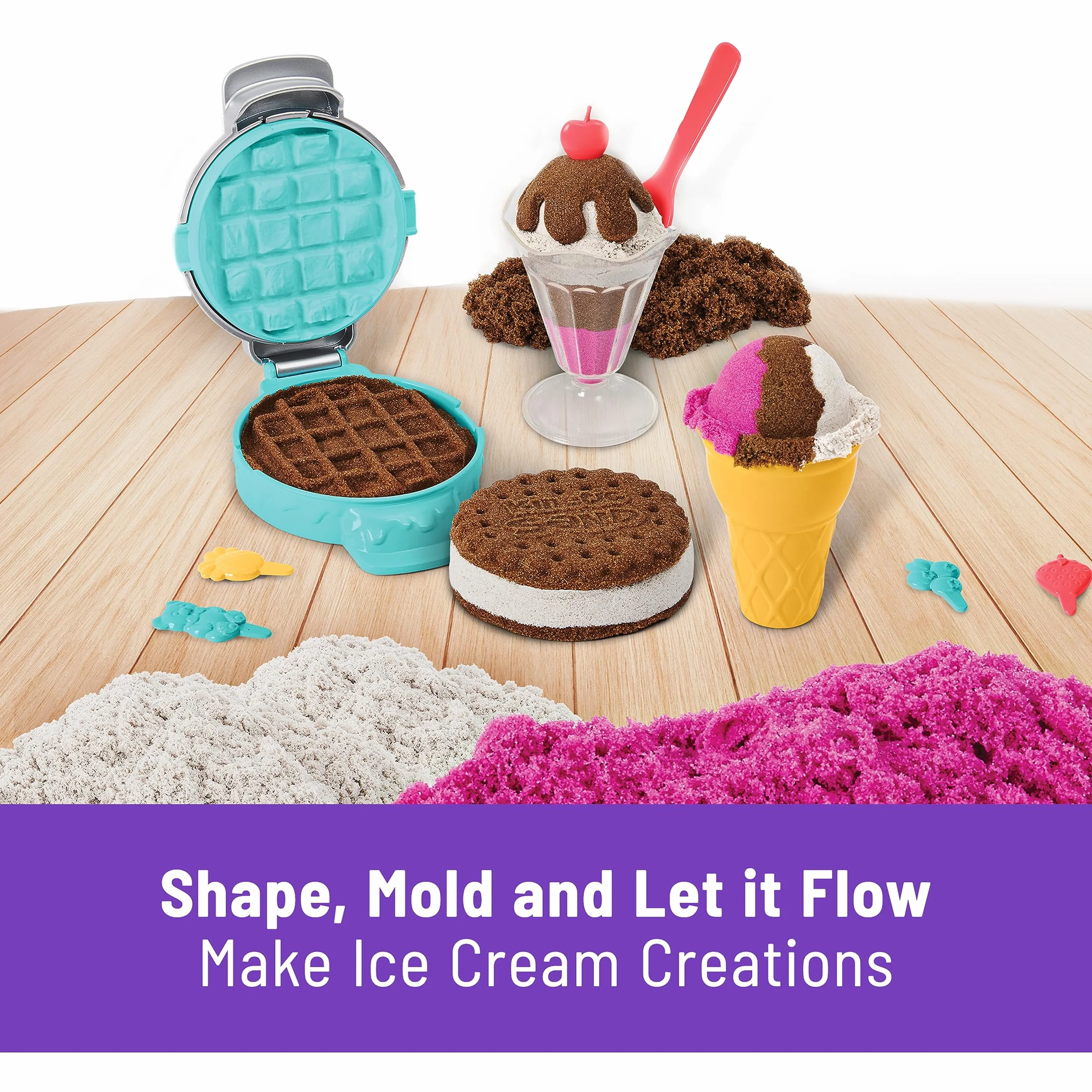 Kinetic Sand Lodowe specjały zestaw 3 kolorów pachnącego piasku kinetycznego z akcesoriami