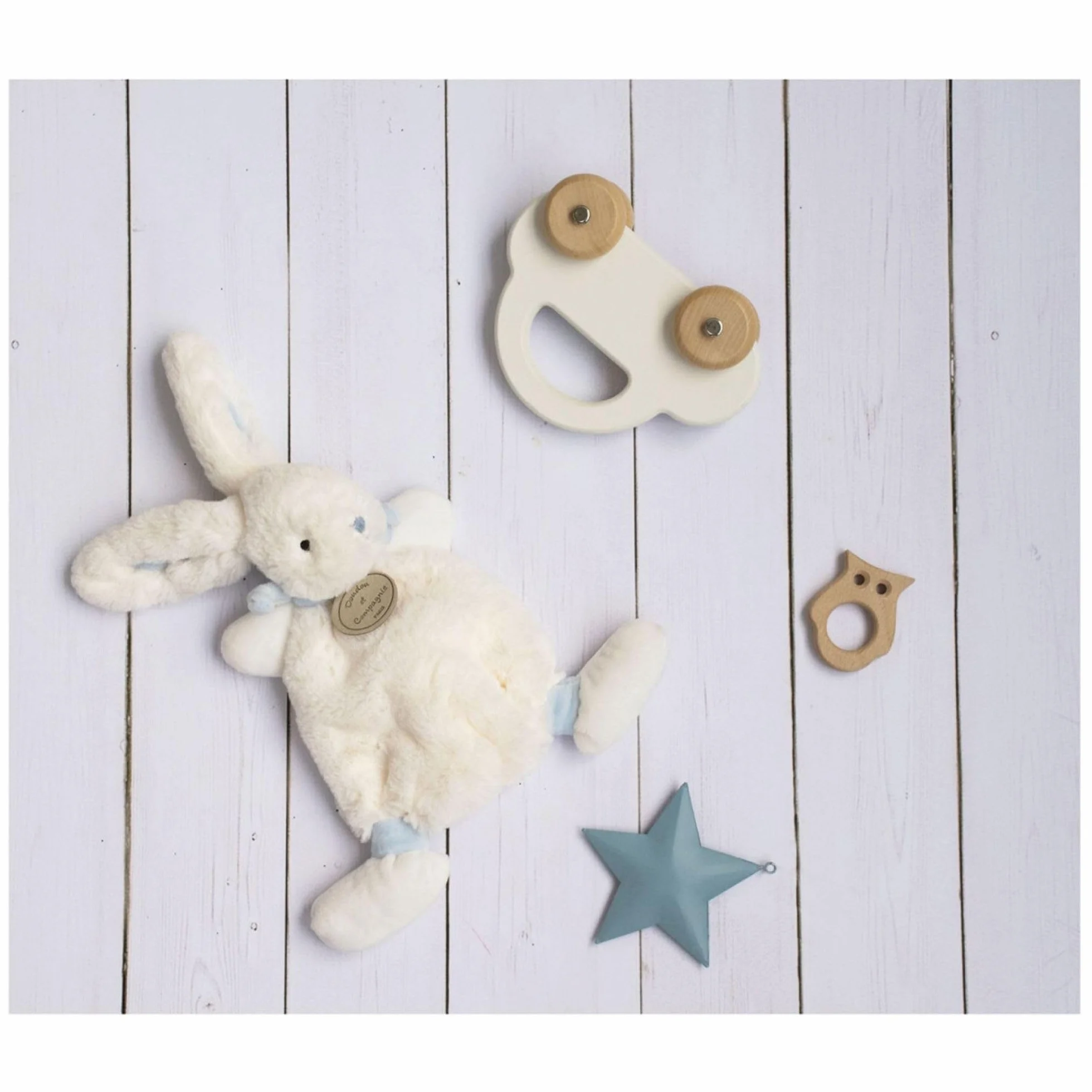 Doudou Et Compagnie - Słodki Królik - Pudełko prezentowe - Niebieski - 26 cm - Słodki - Pomysł na prezent dla dziewczynki i chłopca z okazji narodzin - DC2121