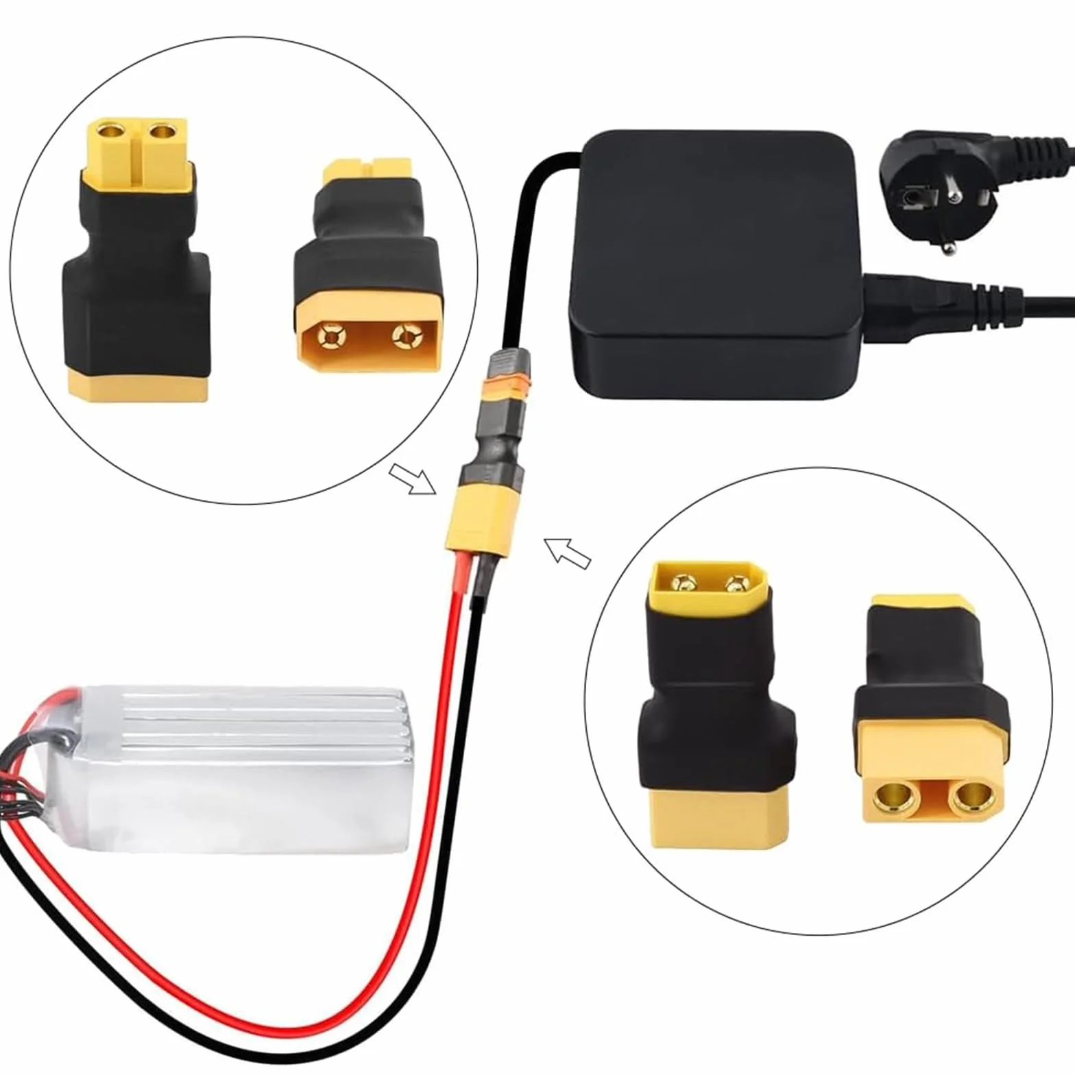 Powice 2 sztuki XT90 do XT60 adapter wtyczki, XT90 wtyczka do gniazda XT60