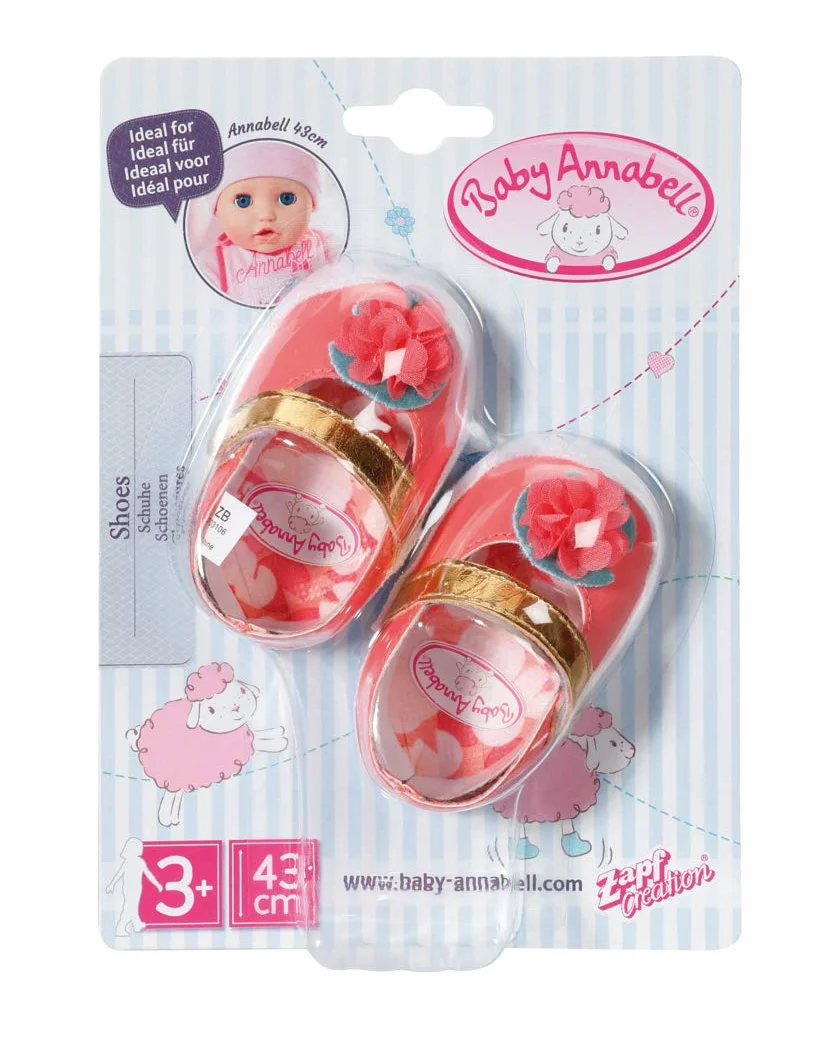 Baby Annabell Shoes 43 cm - For Toddlers 3 Years & Up - Easy for Small Hands - Includes 1 Pair of Shoes & 2 Designs
