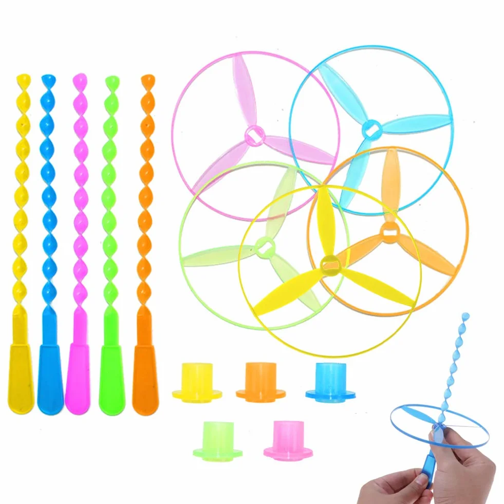 EQLEF Twisty Pull String latające spodki spinning Flying Disc helikoptery zabawka zabawki edukacyjne dla dzieci styl losowy, kolor losowy