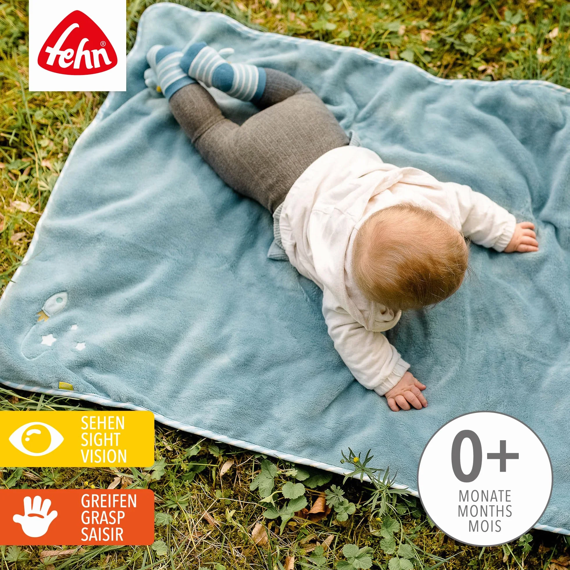 Fehn 065183 Kuscheldecke Fledermaus/Kuschelige Schmusedecke für Babys und Kleinkinder ab 0+ Monaten - zum Kuscheln, als Krabbelunterlage oder Schnuffeltuch, Maße: 100x75cm