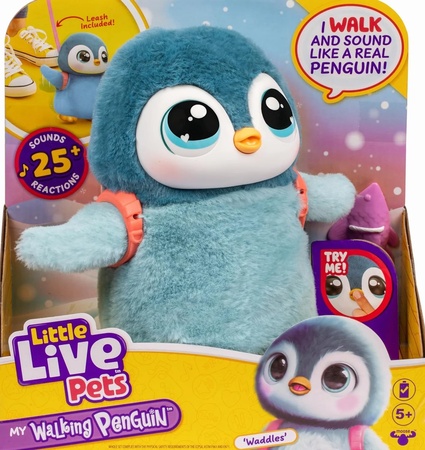 Little Live Pets My Walking Penguin Waddles | Cuddly Interactive Penguin That Runs, Dances and Flutters with Wings Over 25 Sounds & Reactions Batteries Included Ages 5+