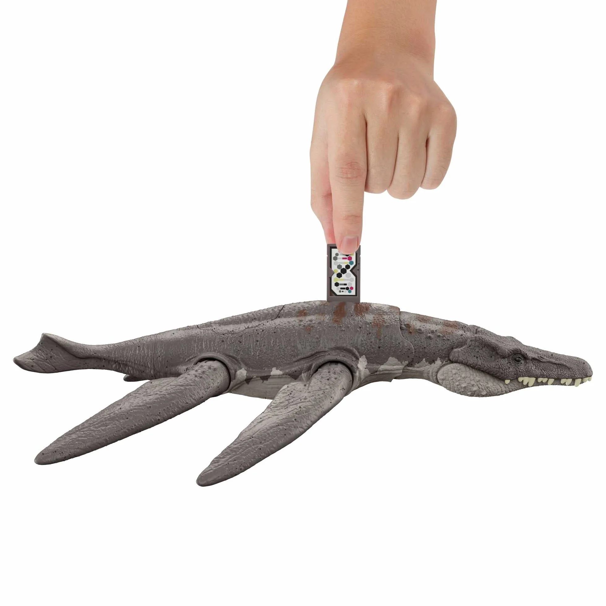 Jurassic World Dominion Ryczący dinozaur Dziki ryk Liopleurodon Figurka wodnego dinozaura z funkcją ataku i dźwiękiem, zabawka na prezent, zabawa fizyczna i wirtualna, HDX38