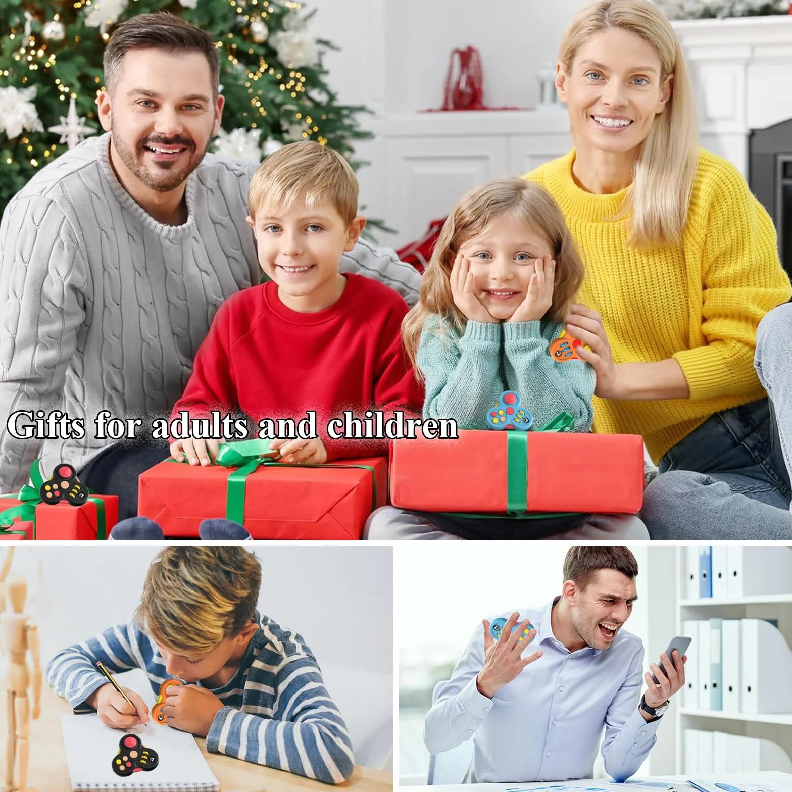Fidget zabawka na palce, kostka, 3 sztuki, odprężająca kostka, zabawka, lęk, relief, 6 różnych funkcji, zabawka Fidget, zabawka na palce, aby zmniejszyć stres w przypadku nerwowości