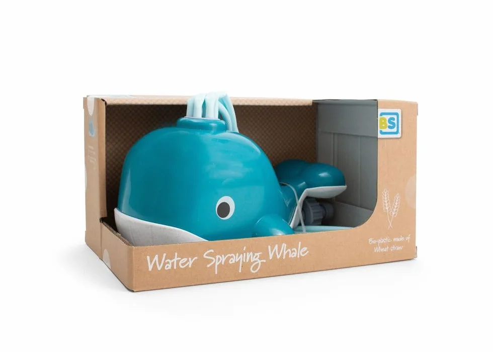 BS Toys Wieloryb wodny - Gry wodne - Zabawki wodne dla dzieci - Zraszacze - Gry na świeżym powietrzu - Zabawki ogrodowe - Odpowiedni dla dzieci od 3 lat - 22,5 x 14 x 11 cm - Niebieski