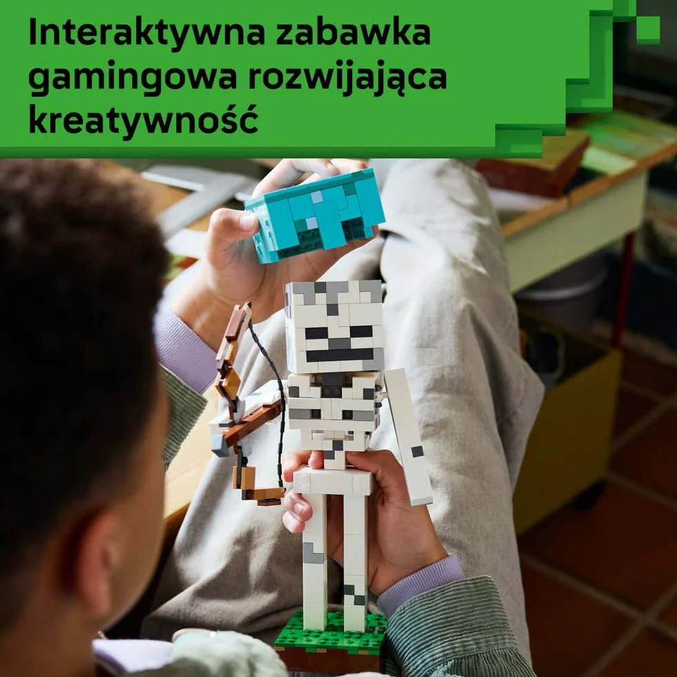 LEGO Minecraft Szkielet, zabawka konstrukcyjna dla 10-latka, figurka z gry, gamingowa dekoracja do pokoju dziecka, klocki dla chłopca i dziewczynki, pomysł na prezent dla gracza 21594