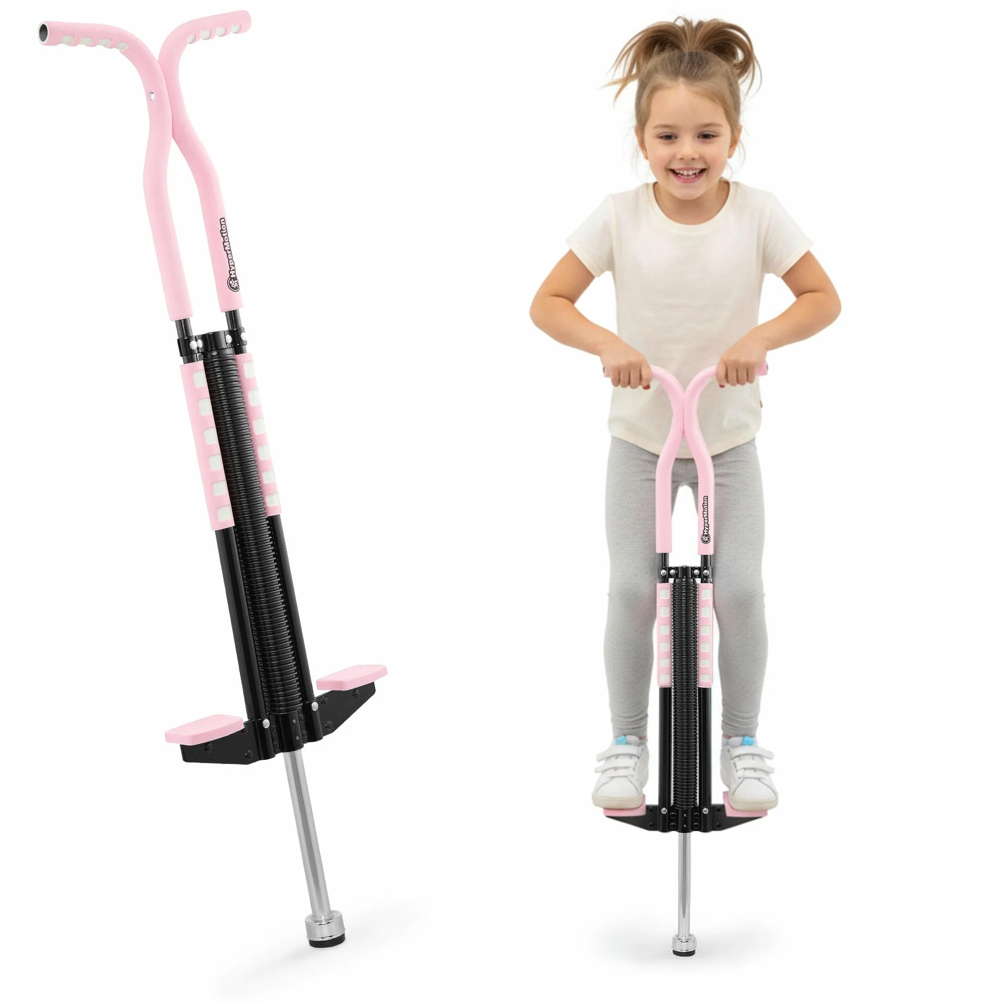 HyperMotion Skoczek POGO dla Dzieci 9–14 Lat, Urządzenie Treningowe do 50 kg, 2,35 kg, System Sprężynowy, Kolor Różowy