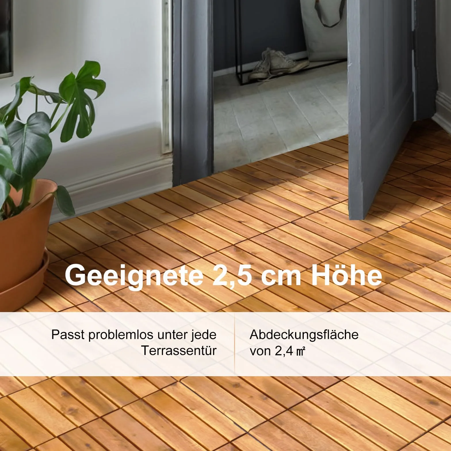 COSTWAY Płytki drewniane, na balkon, 30 x 30 cm, drewno akacjowe, zestaw 27 płytek tarasowych 2,43 m², płytki balkonowe z systemem zatrzaskowym, wykładzina podłogowa na taras, balkon i do ogrodu