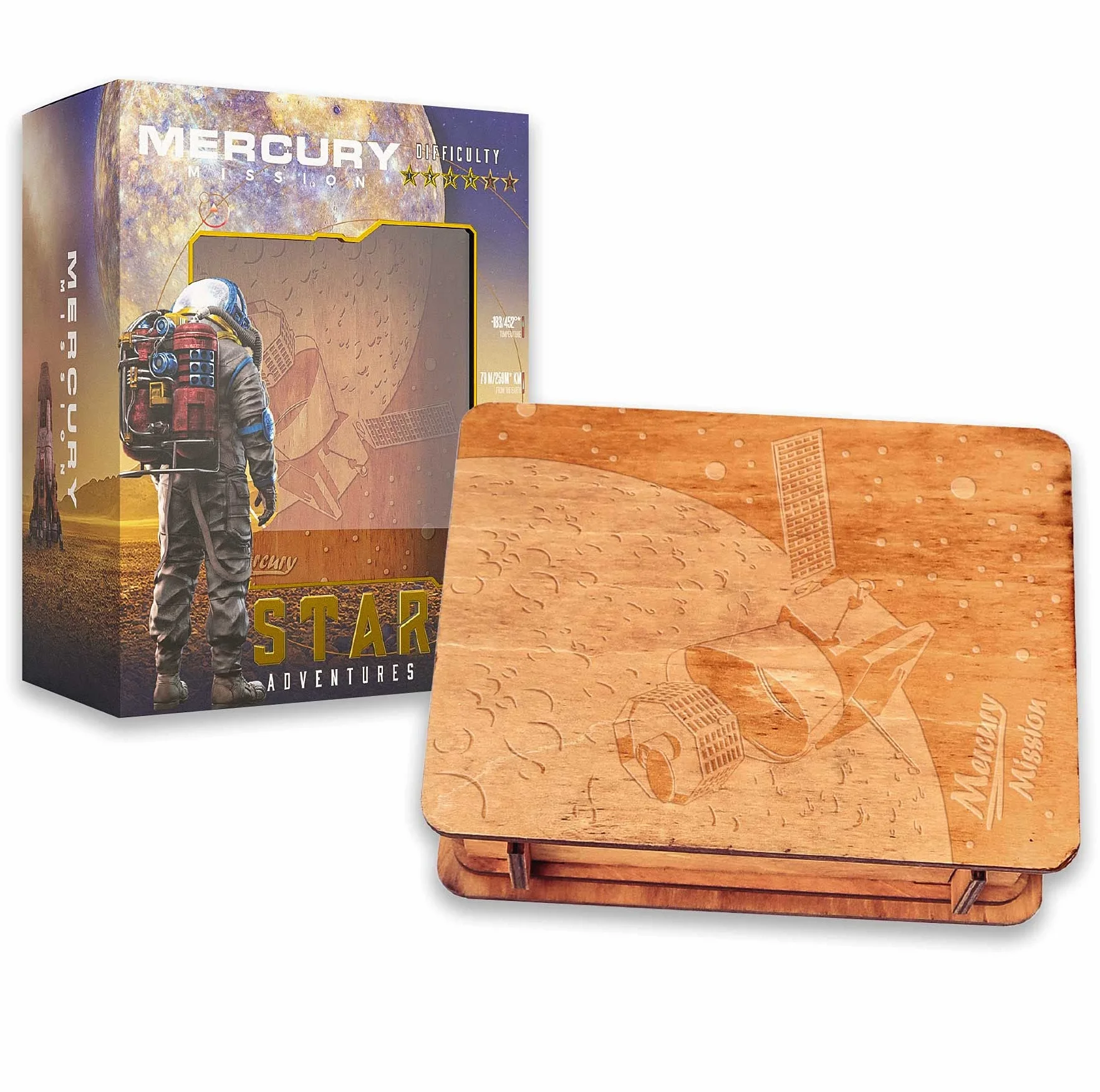 Logica Puzzle Art. Mercury - Drewniane Puzzle - Sekretne Pudełko - Trudność 4/6 Ekstremalny - Seria Star Adventures