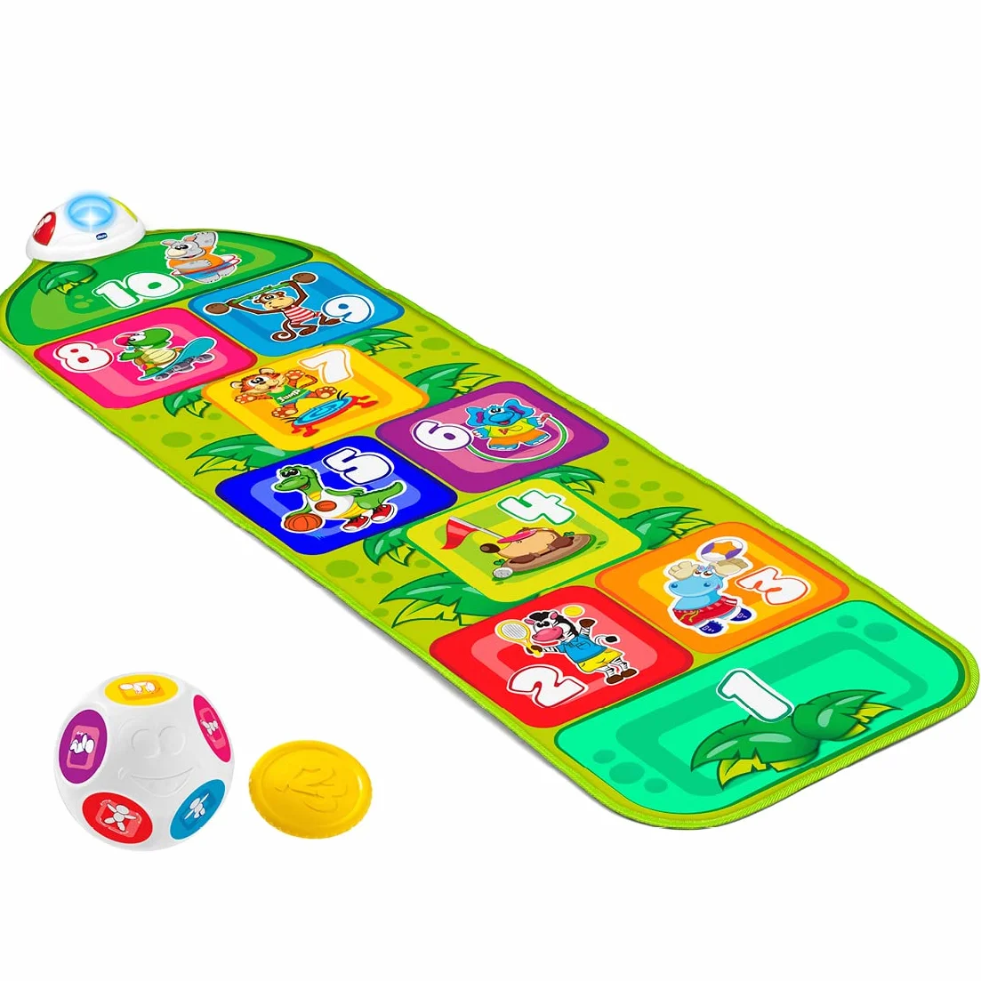 Chicco Elektroniczna Mata do Gry w Klasy, Jump & Fit, Elektroniczna i Interaktywna Gra ze Światłami i Dźwiękami, Gra w Klasy w Domu, 2 Tryby Zabawy, 150 cm - Zabawki dla Dzieci w wieku 2–5 lat