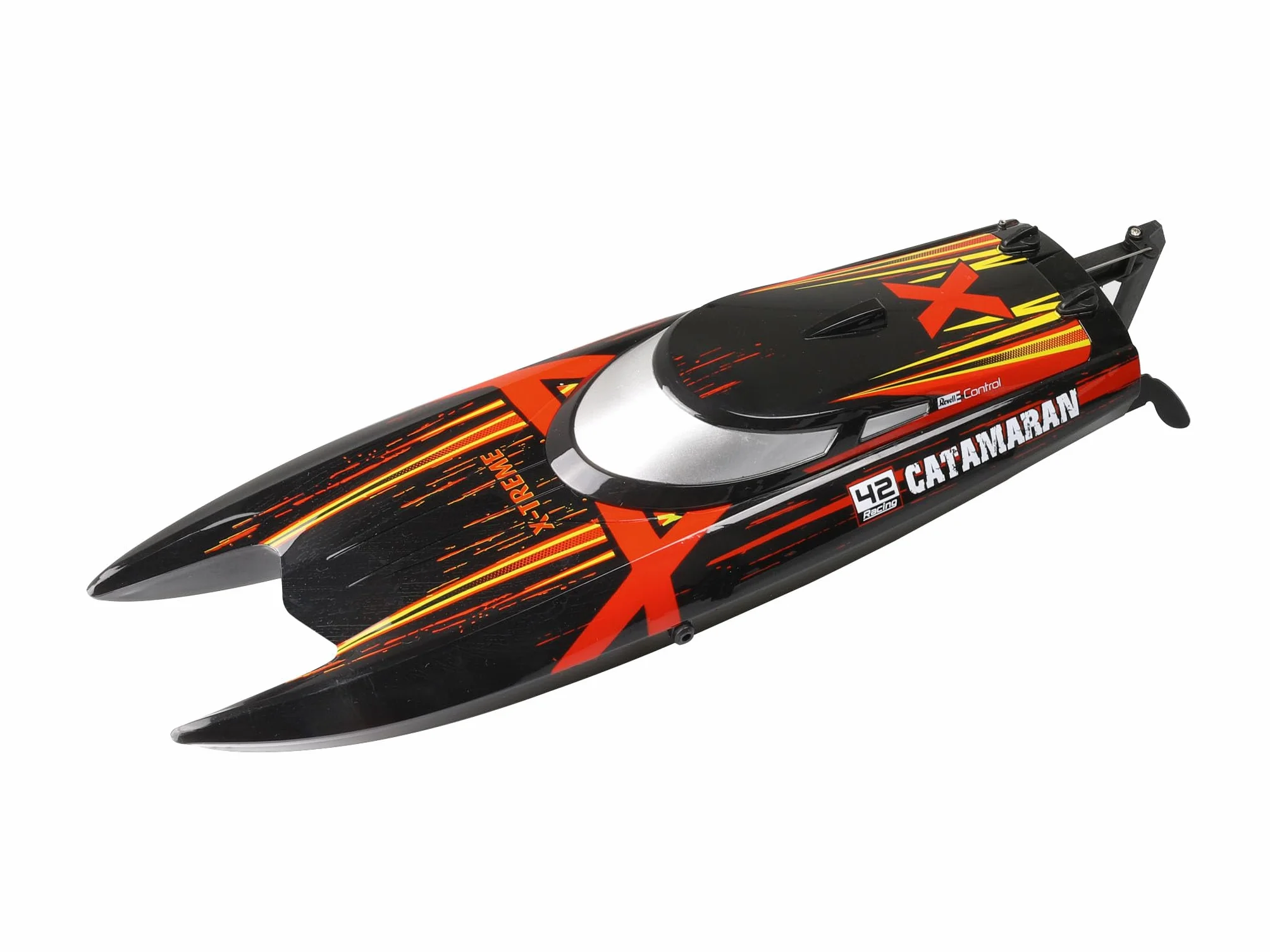 Revell Pilot zdalnego sterowania 24140 X-TREME katamaran łodzi z precyzyjnym sterowaniem 2,4 GHz, do 45 km/h, zabezpieczenie przed przewróceniem, akumulator litowo-jonowy 7,4 V, 2-kanałowy, śmigła