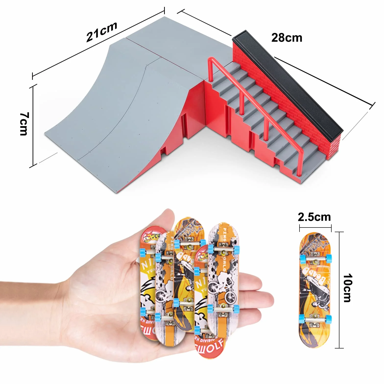 Zestaw ramp na deskorolkę, mini podstrunnica, zestaw ramp do jazdy na deskorolce, palcach, deskorolce, rekwizyty sportowe (B)