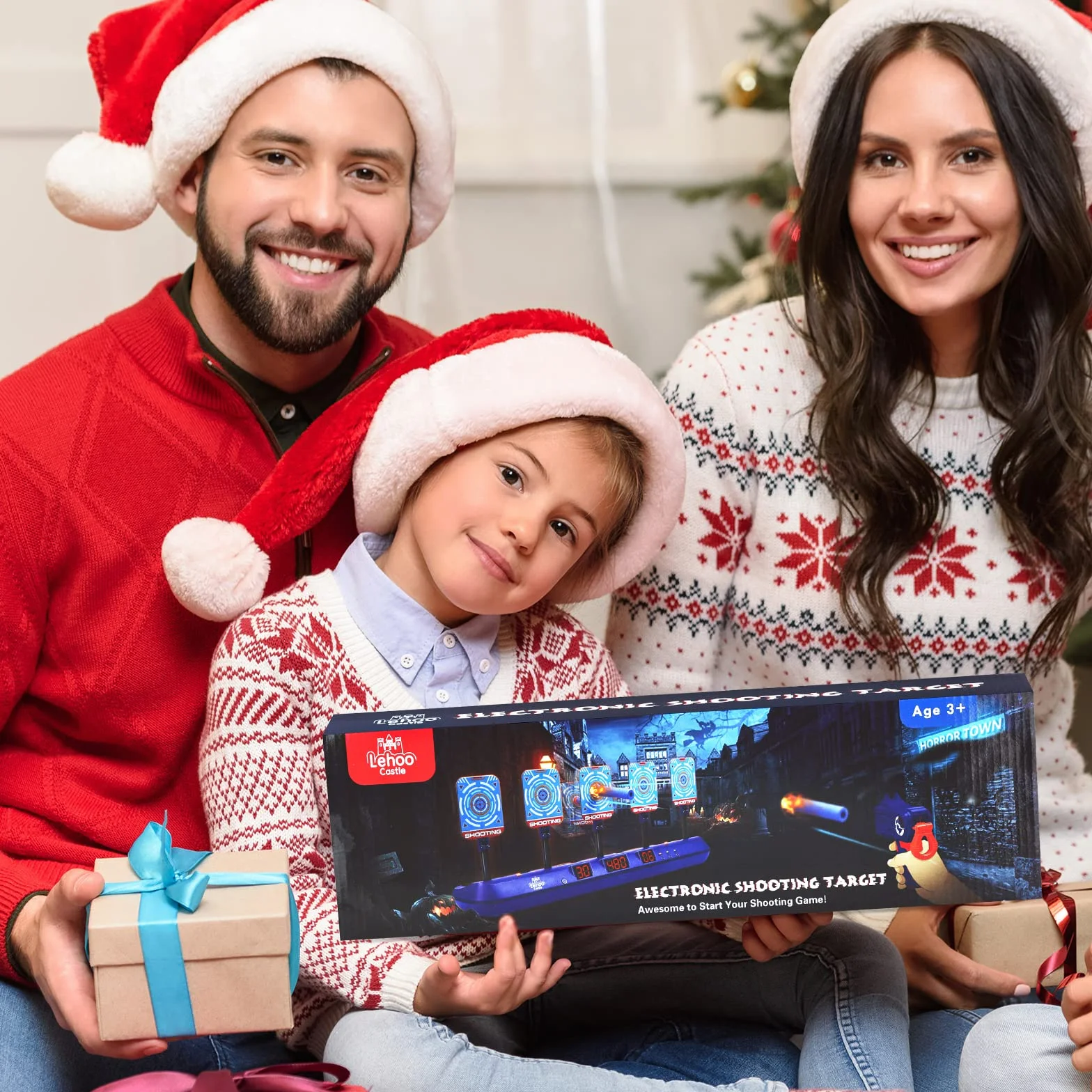 Lehoo Castle Nerf tarcza celownicza, elektryczna tarcza celownicza z pistoletem zabawkowym, automatyczne resetowanie tarcz, rzutki piankowe, światło i dźwięk, prezent dla chłopców