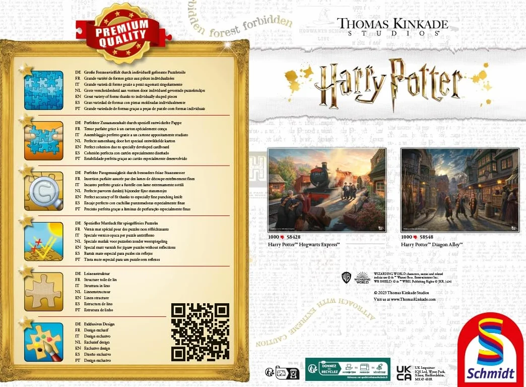 Schmidt Spiele 58548 Wizarding World, Harry Potter, Diagon Alley, Thomas Kinkade, puzzle, 1000 elementów, wielokolorowe