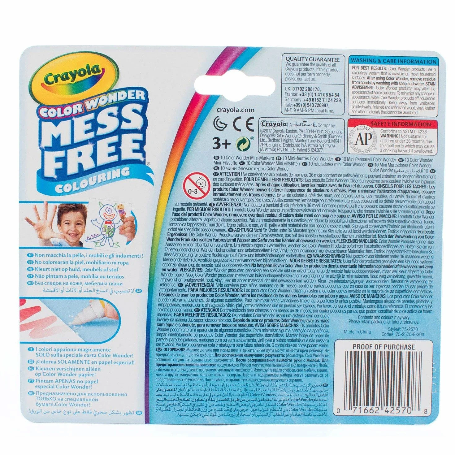 CRAYOLA - Color Wonder, 10 pisaków z przezroczystym tuszem, klasyczne kolory, maksymalna końcówka, od 3 lat, 75-2570-E-000