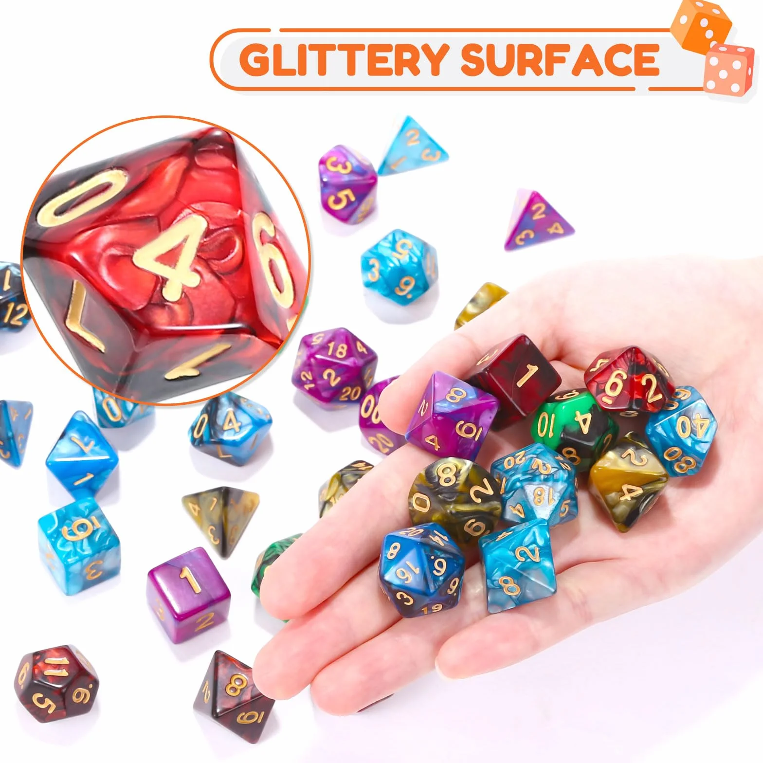 6 x 7 (42 sztuki) wielościennych kostek zestaw z workiem podwójnych kolorów, zestaw wielościennych kostek do gry w lochy i smoki, DND RPG, MTG, W20, W12, W10, W8, W6, W4, gry karciane