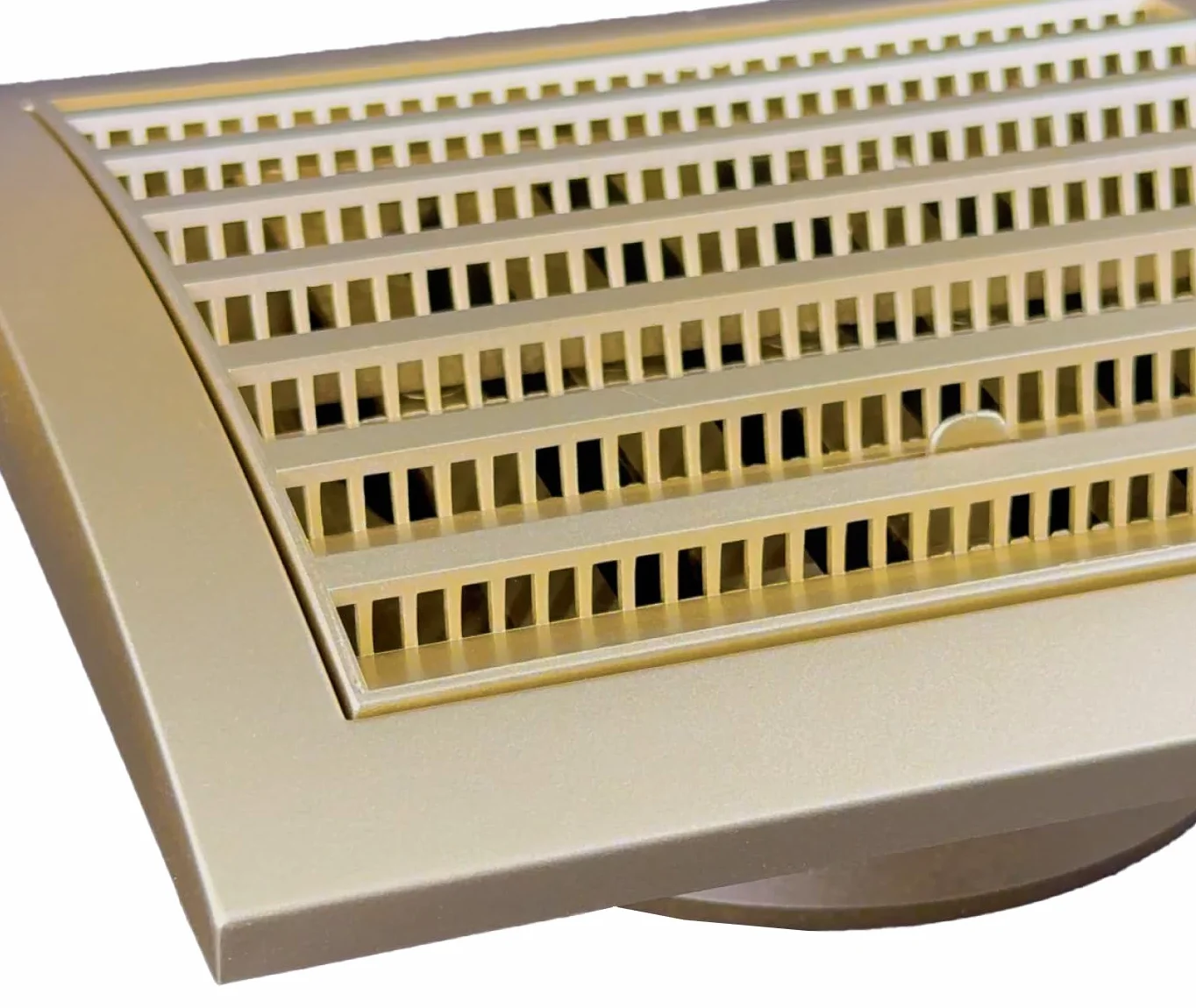 H&C VENT Kratka wentylacyjna, prostokątna, złota, 190 x 190 mm, Ø 150 mm, z suwakiem, ochrona przed owadami, z tworzywa sztucznego, ochrona przed warunkami atmosferycznymi, osłona na zewnątrz – kratka