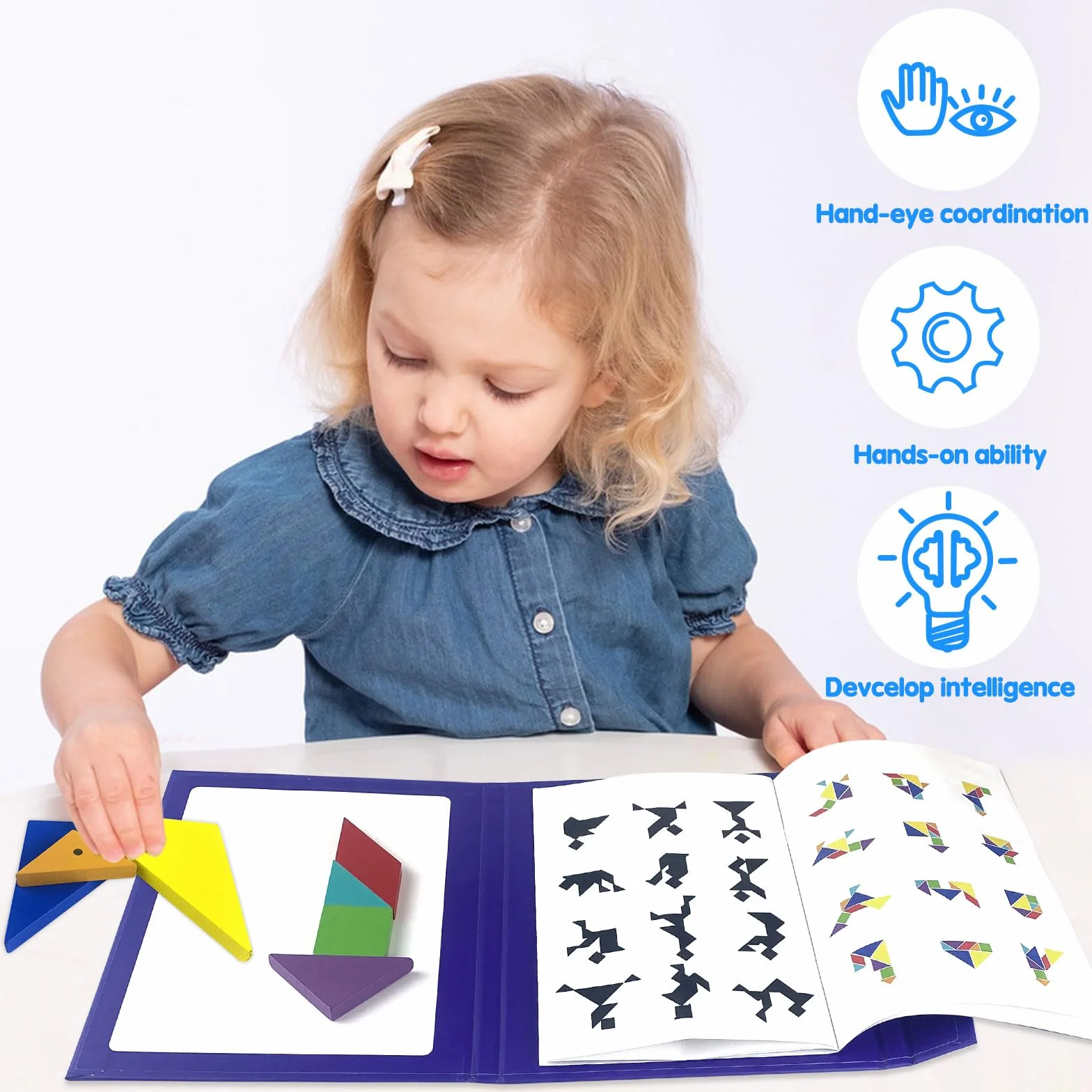Magnetyczny tangram - geometryczne kształty, puzzle dla dzieci w wieku 3-7 lat