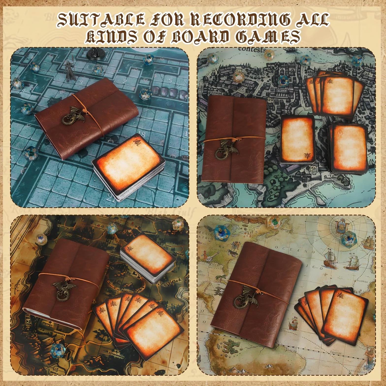 Byhoo Etui na karty z księgą zaklęć DND RPG, kieszonkowa książka zaklęć i referencyjna, akcesoria do gier Tome of Recollection TTRPG dla początkujących mistrzów DND (w zestawie 60 kart gracza w