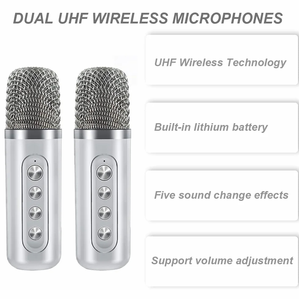 Zestaw do karaoke Bluetooth 2 mikrofony bezprzewodowy głośnik