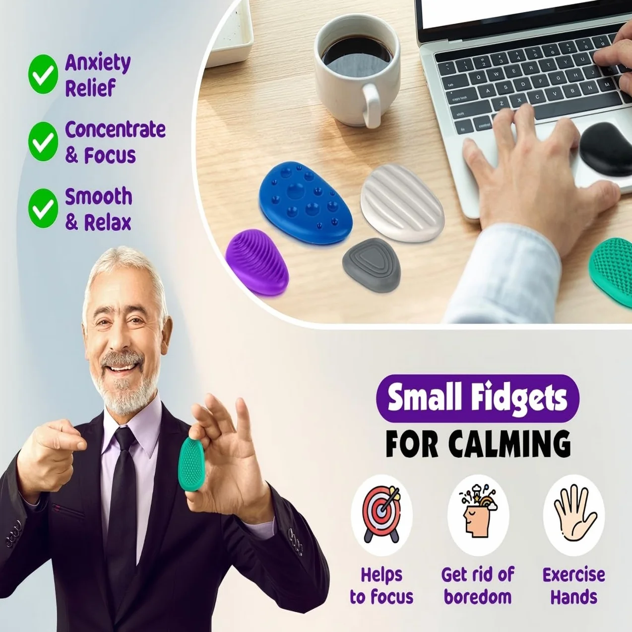 Fidget Toys Sensory Stones, zabawki antystresowe, sensoryczne, antystresowe, teksturowane, dla dzieci z autyzmem, 12 sztuk