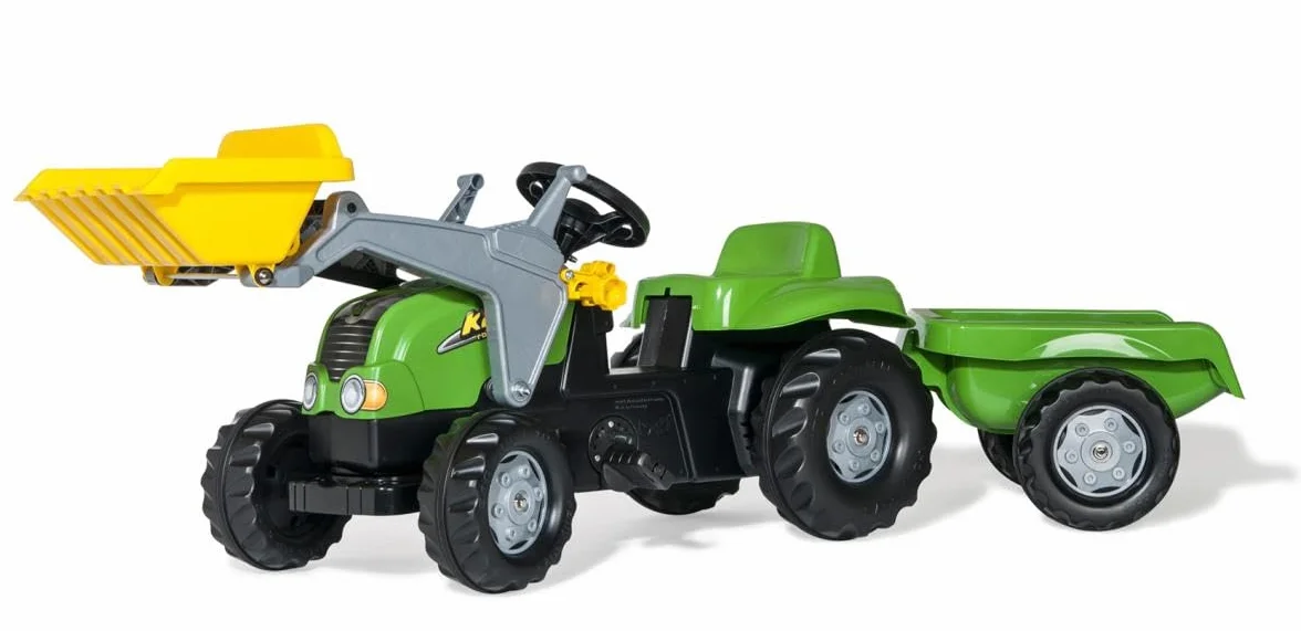 Rolly Toys 70547 02/313/4 traktor dziecięcy ładownik przedni i przyczepa, zielony